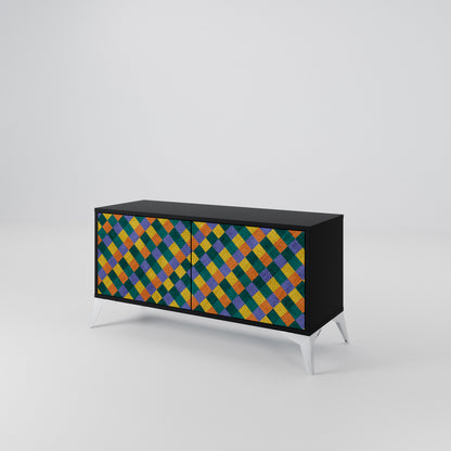 PAINTED SQUARES MIX Kompaktní dvoudveřový TV stolek