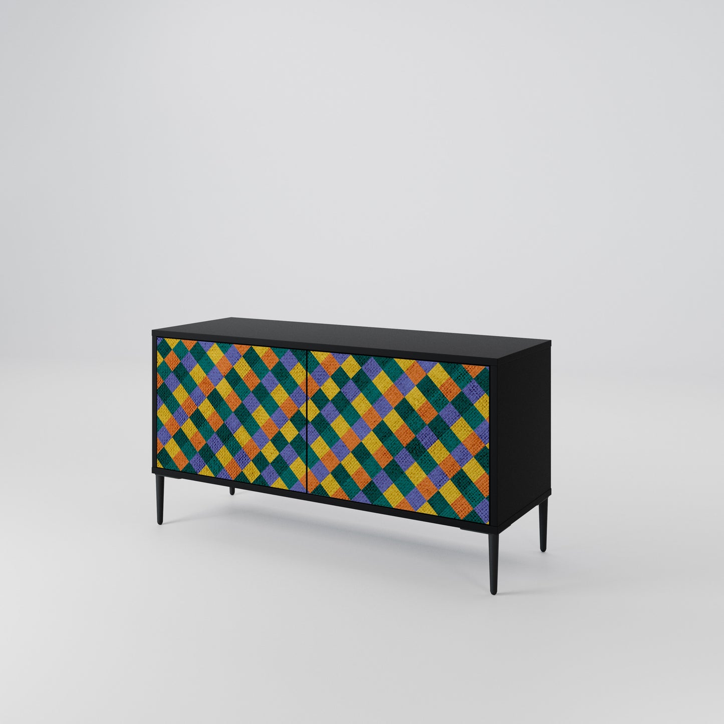 PAINTED SQUARES MIX Kompaktní dvoudveřový TV stolek