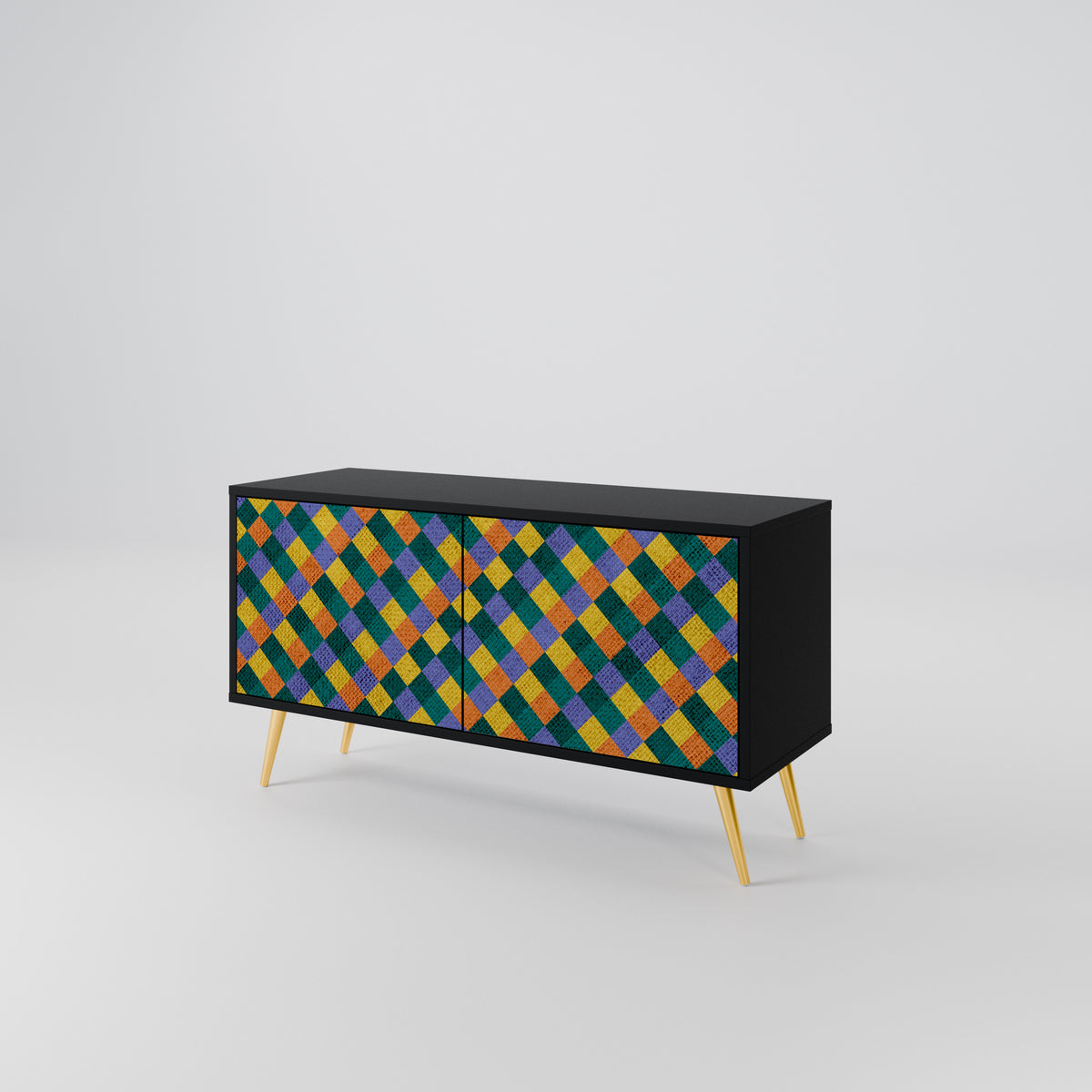 PAINTED SQUARES MIX Kompaktní dvoudveřový TV stolek