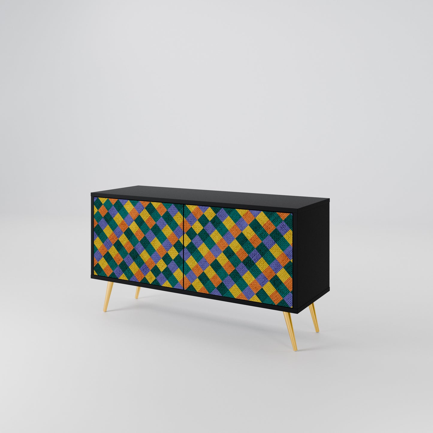 PAINTED SQUARES MIX Kompaktní dvoudveřový TV stolek