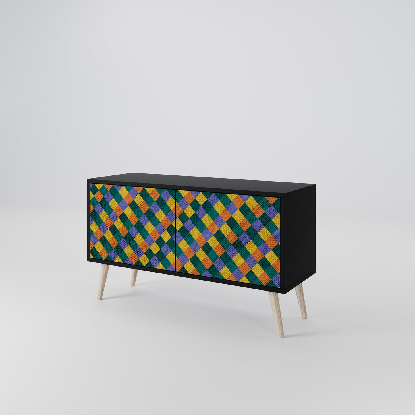 PAINTED SQUARES MIX Kompaktní dvoudveřový TV stolek