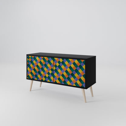 PAINTED SQUARES MIX Kompaktní dvoudveřový TV stolek