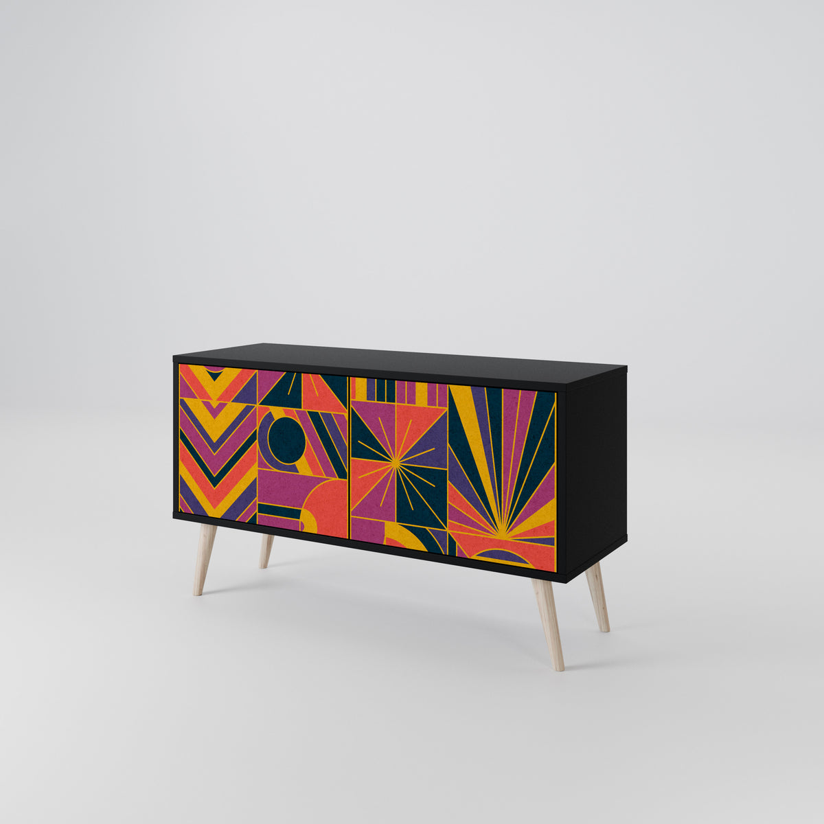 ELECTRIC PATTERNS Kompaktní dvoudveřový TV stolek