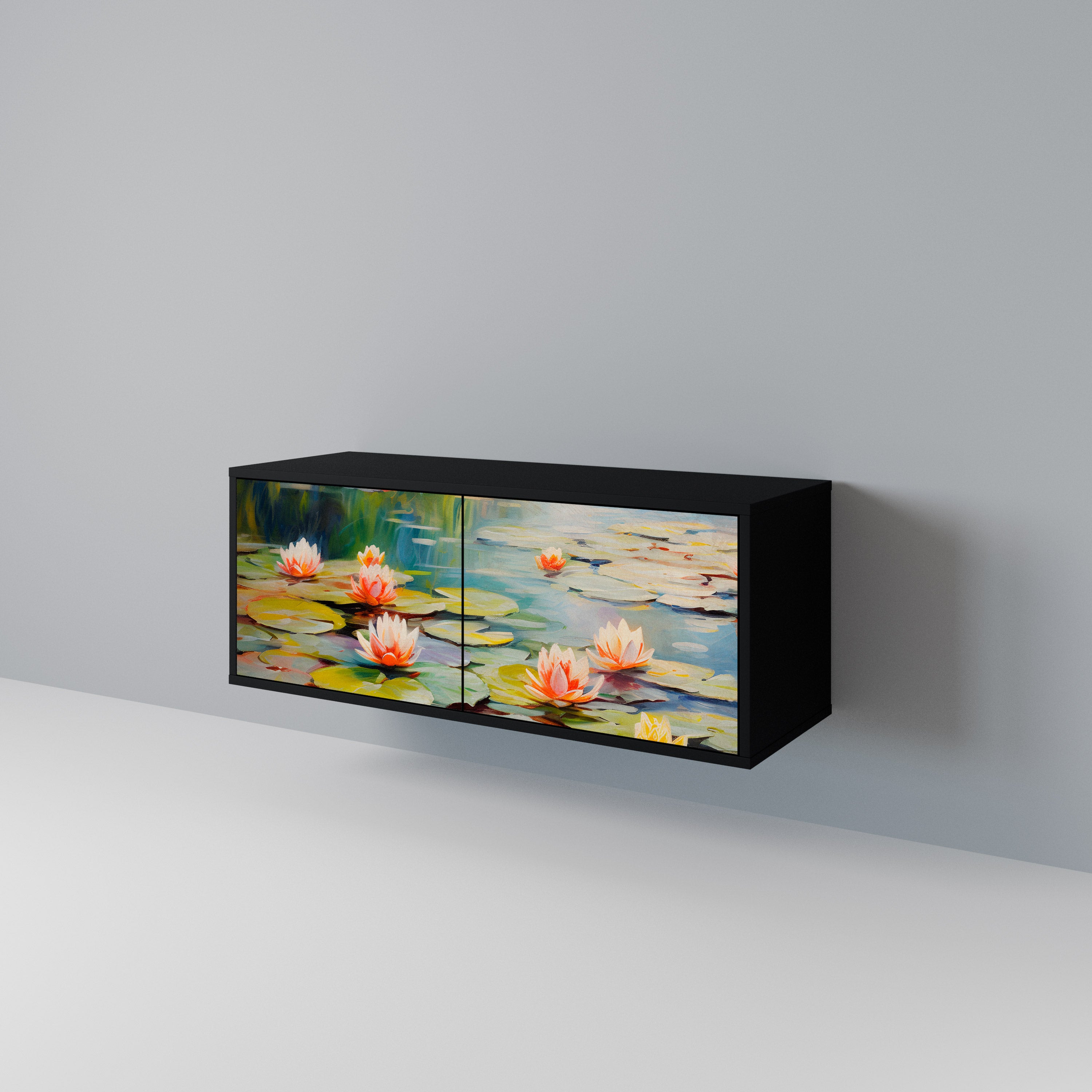 BLOOMING WATERS Compact 2-Door TV Cabinet