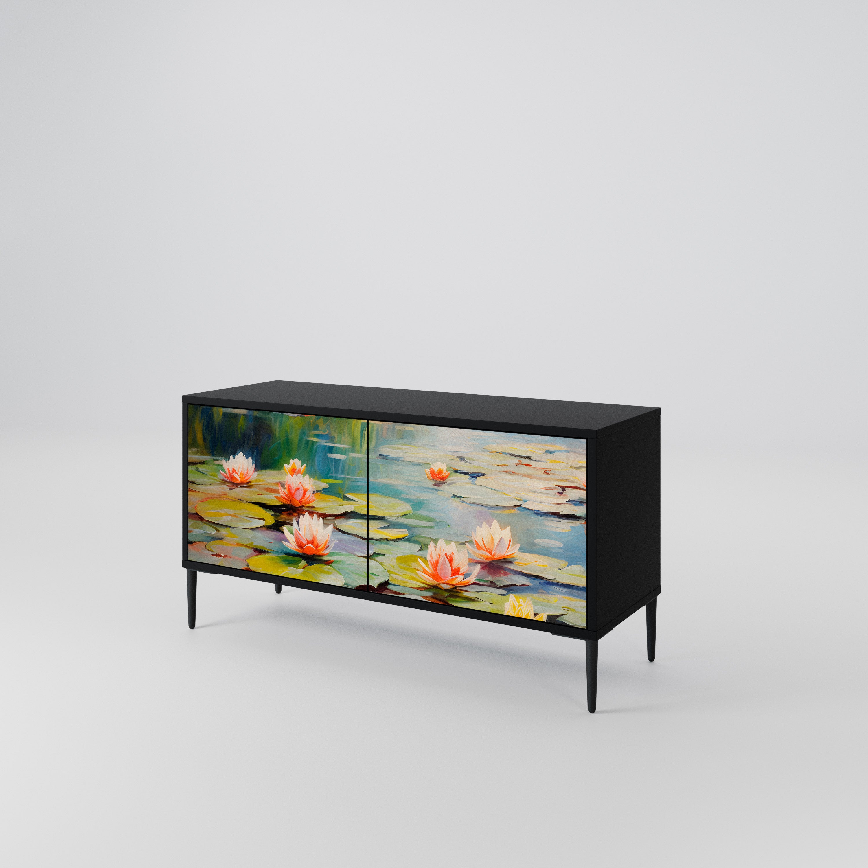 BLOOMING WATERS Compact 2-Door TV Cabinet