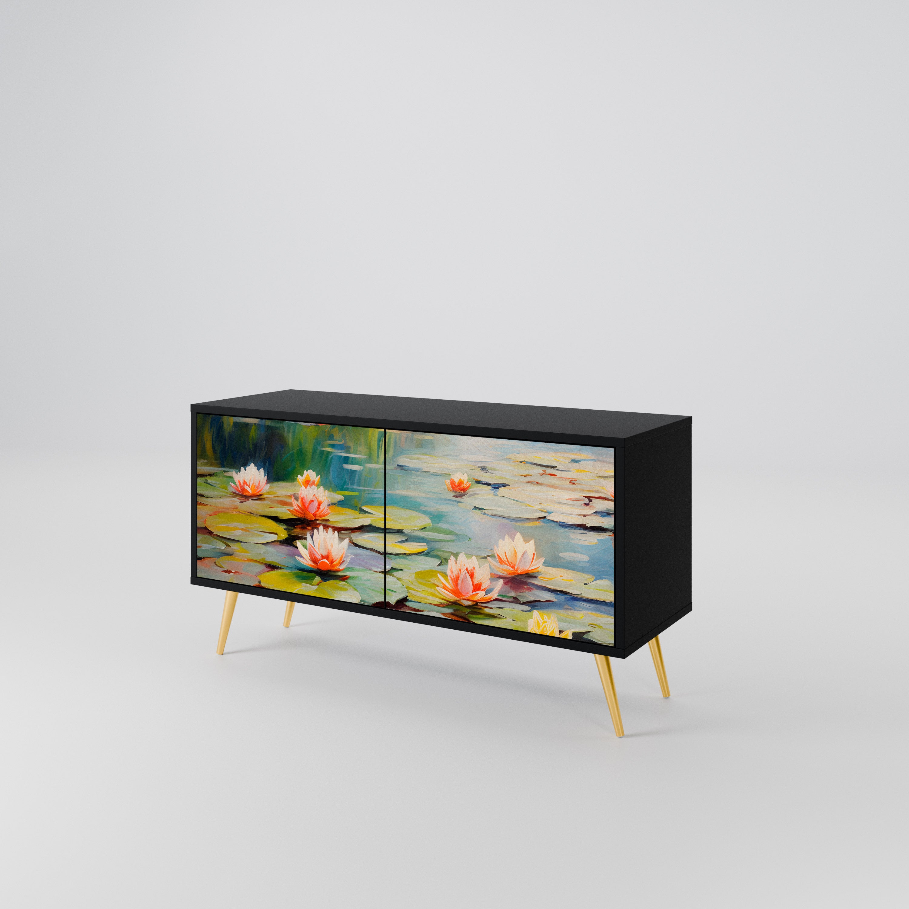 BLOOMING WATERS Compact 2-Door TV Cabinet