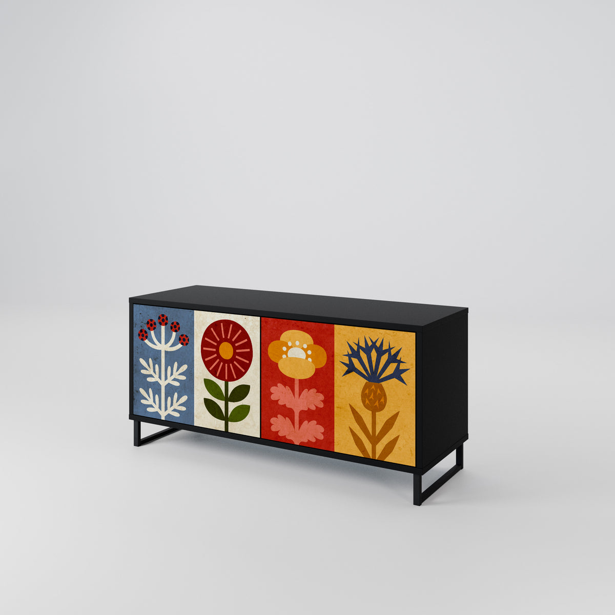 SCANDIC FLOWERET Kompaktní dvoudveřový TV stolek