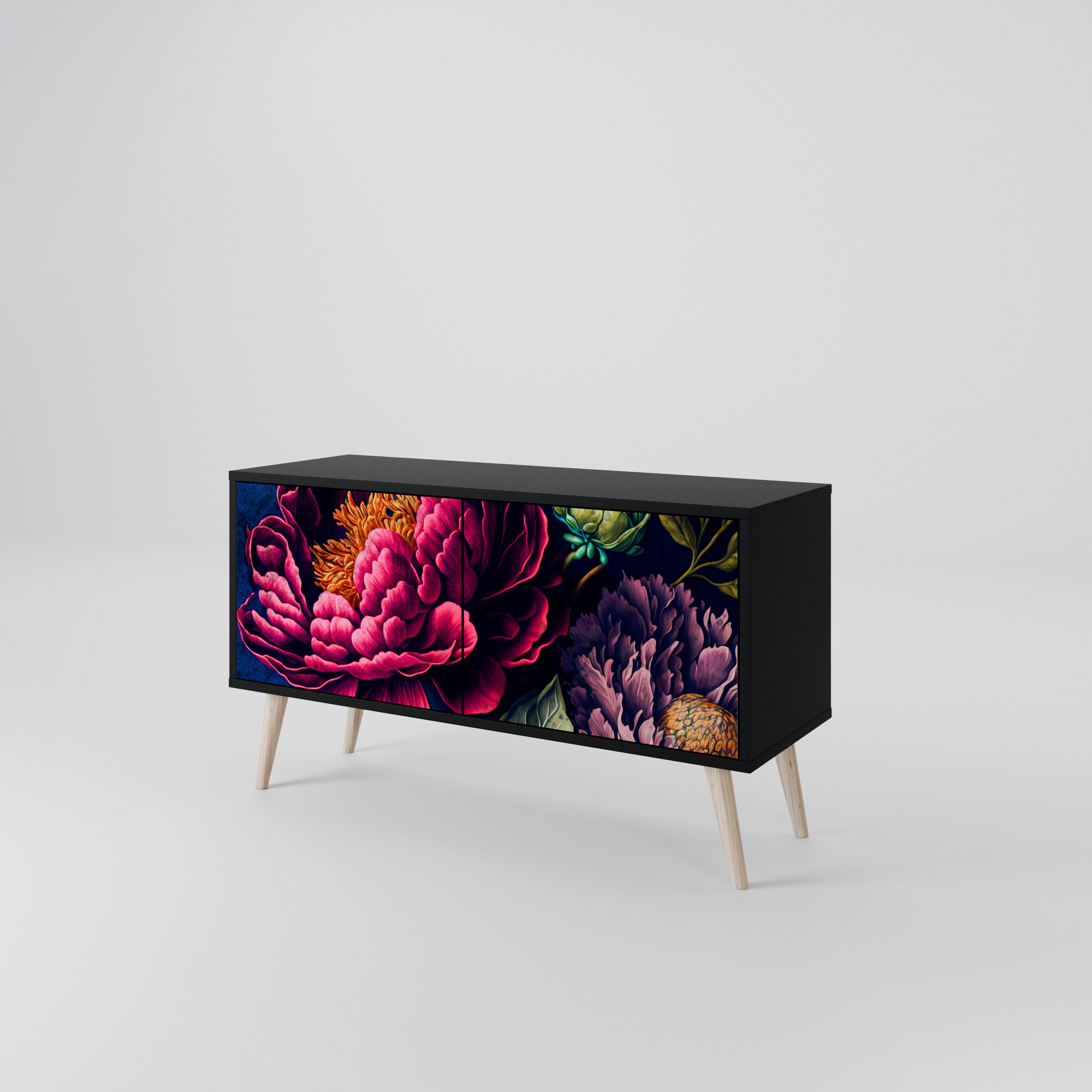 BLOOMING ELEGANCE Compact 2-Door TV Cabinet