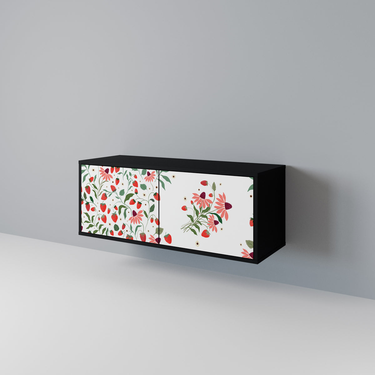 FLOWERS AND STRAWBERRIES Kompaktní dvoudveřový TV stolek