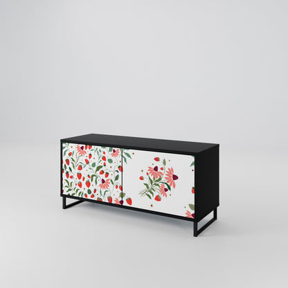 FLOWERS AND STRAWBERRIES Kompaktní dvoudveřový TV stolek