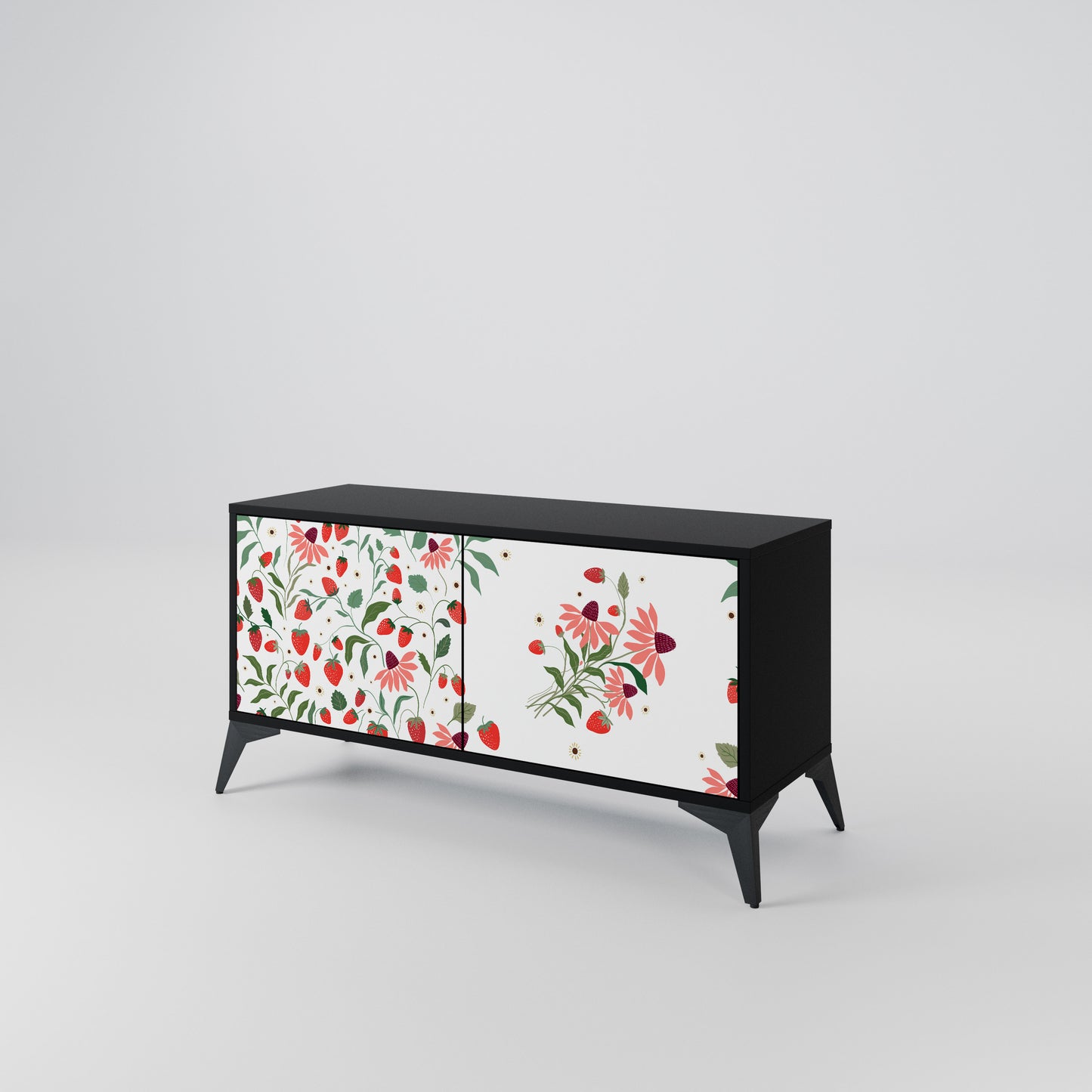 FLOWERS AND STRAWBERRIES Kompaktní dvoudveřový TV stolek