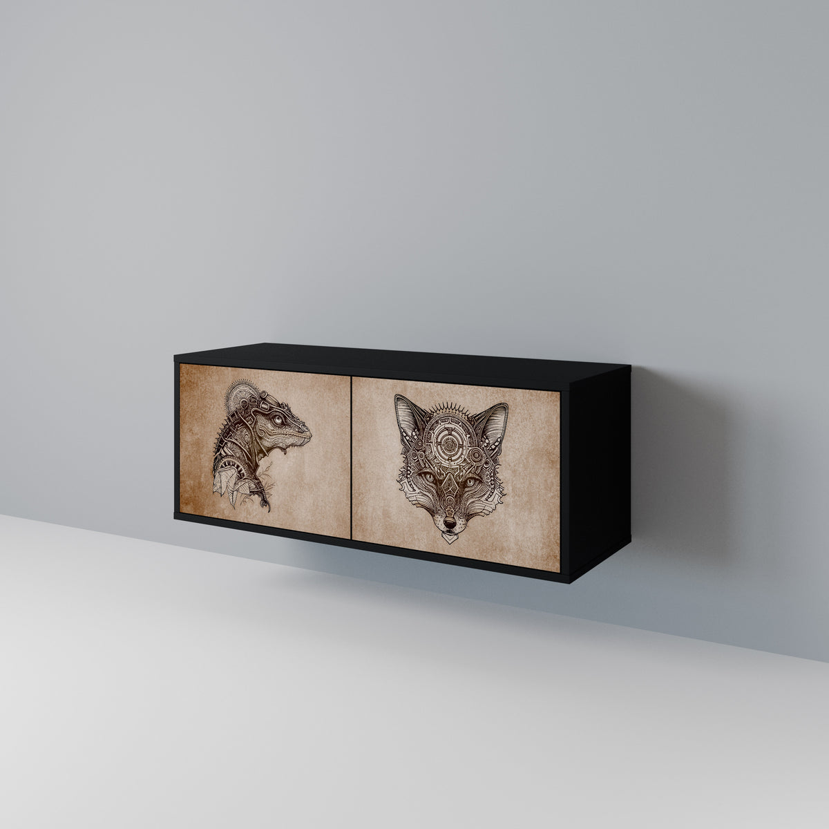 STEAMPUNK CLAN Kompaktní dvoudveřový TV stolek