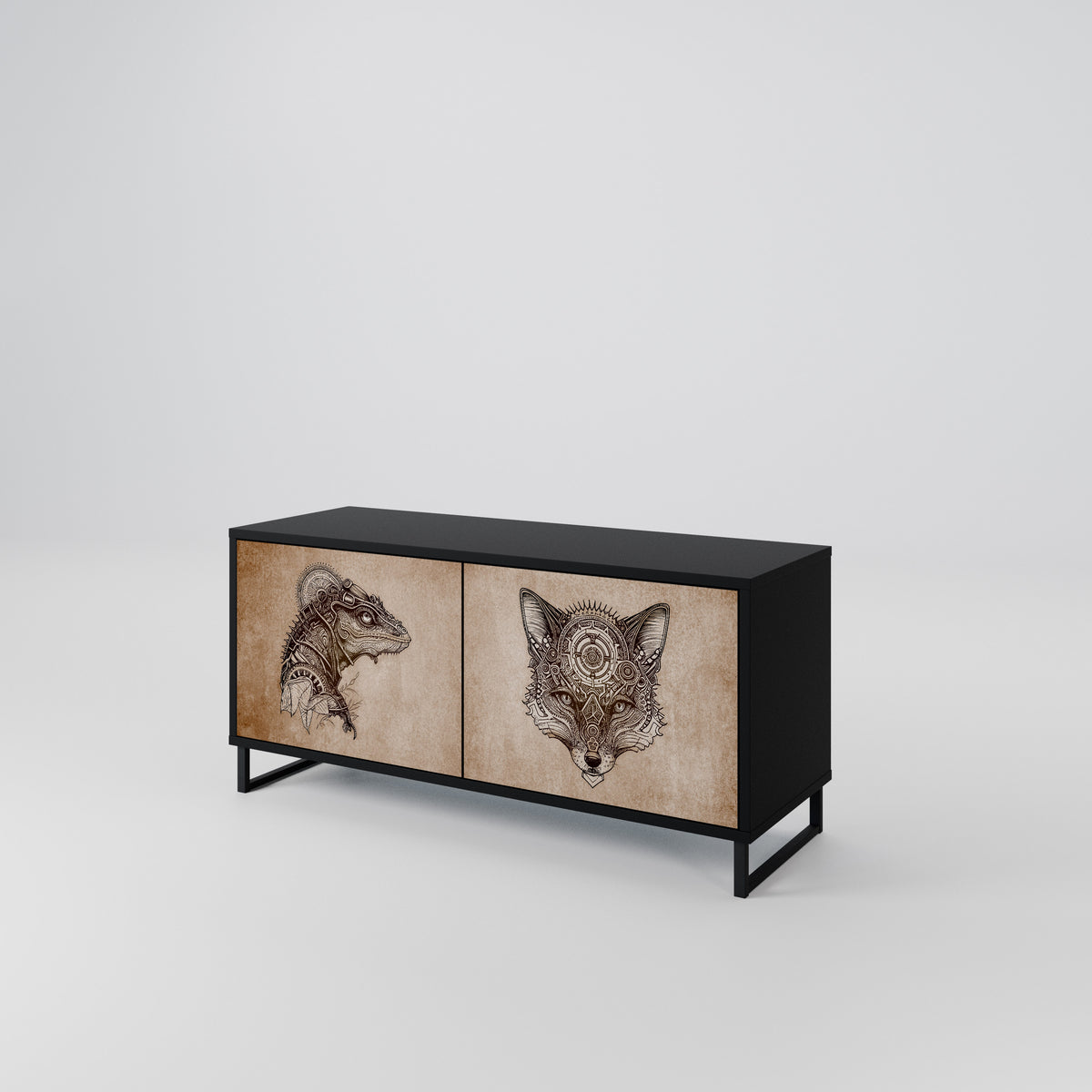 STEAMPUNK CLAN Kompaktní dvoudveřový TV stolek