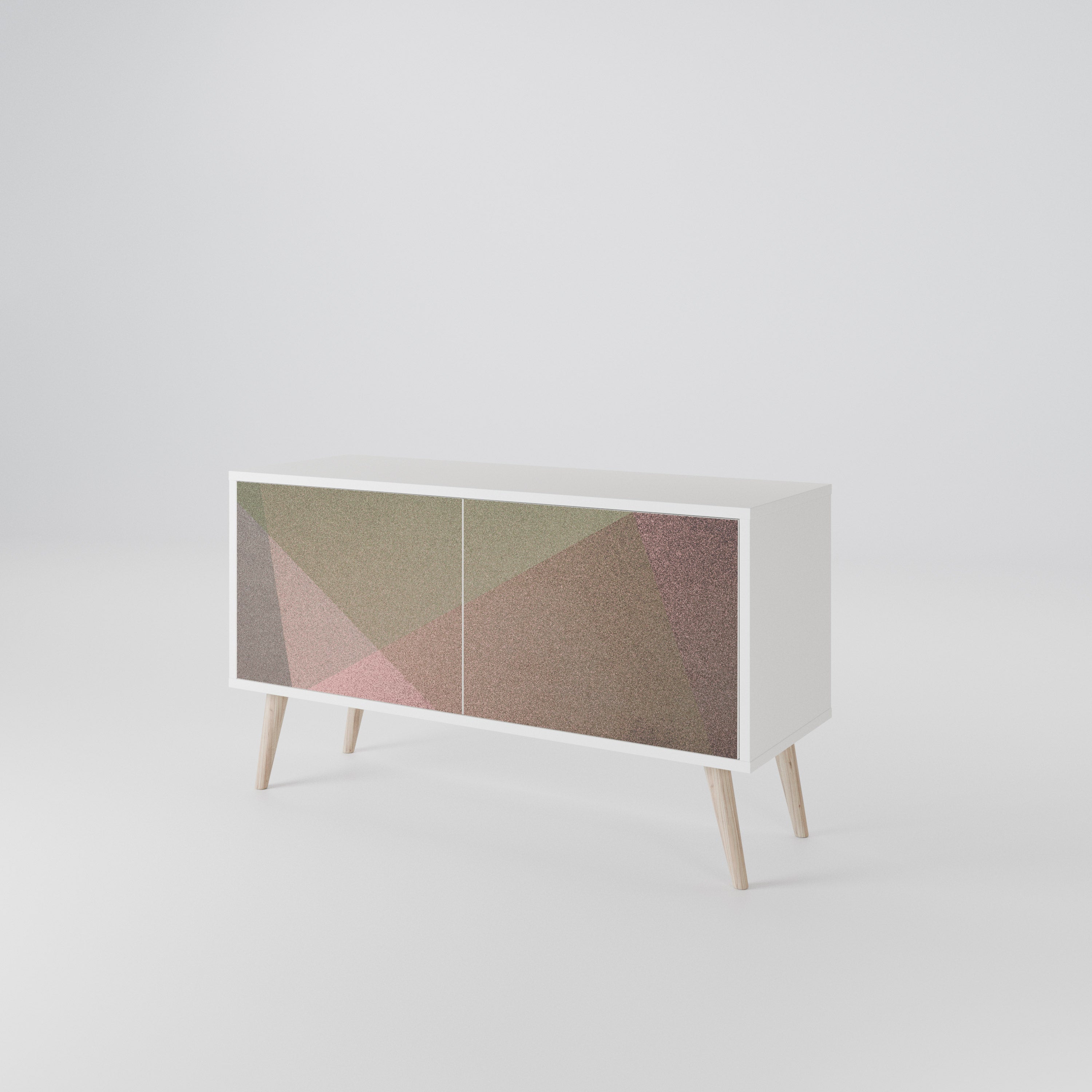BEIGE GEOMETRY Kompaktní dvoudveřový TV stolek