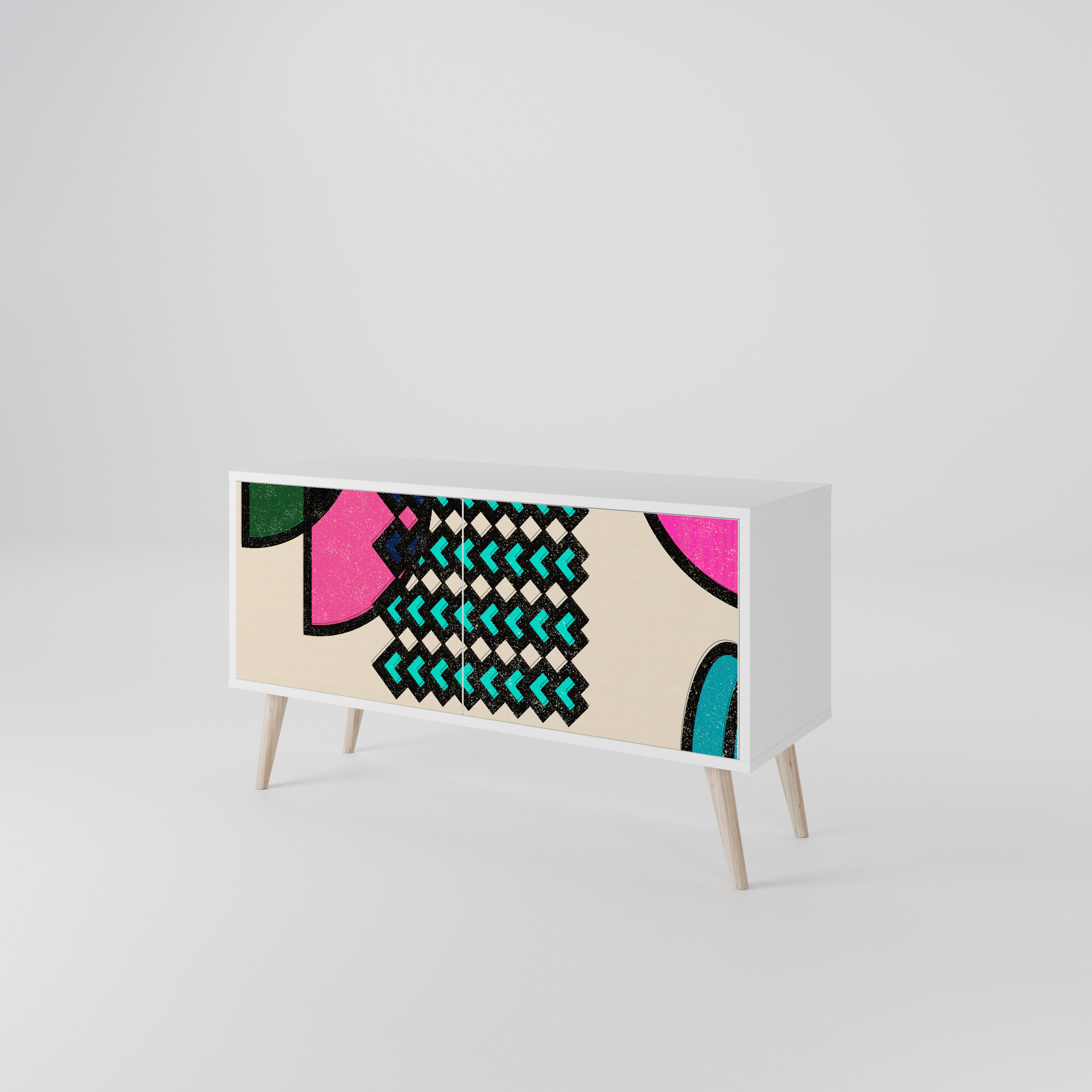 GEOMETRIC RHAPSODY Kompaktní dvoudveřový TV stolek