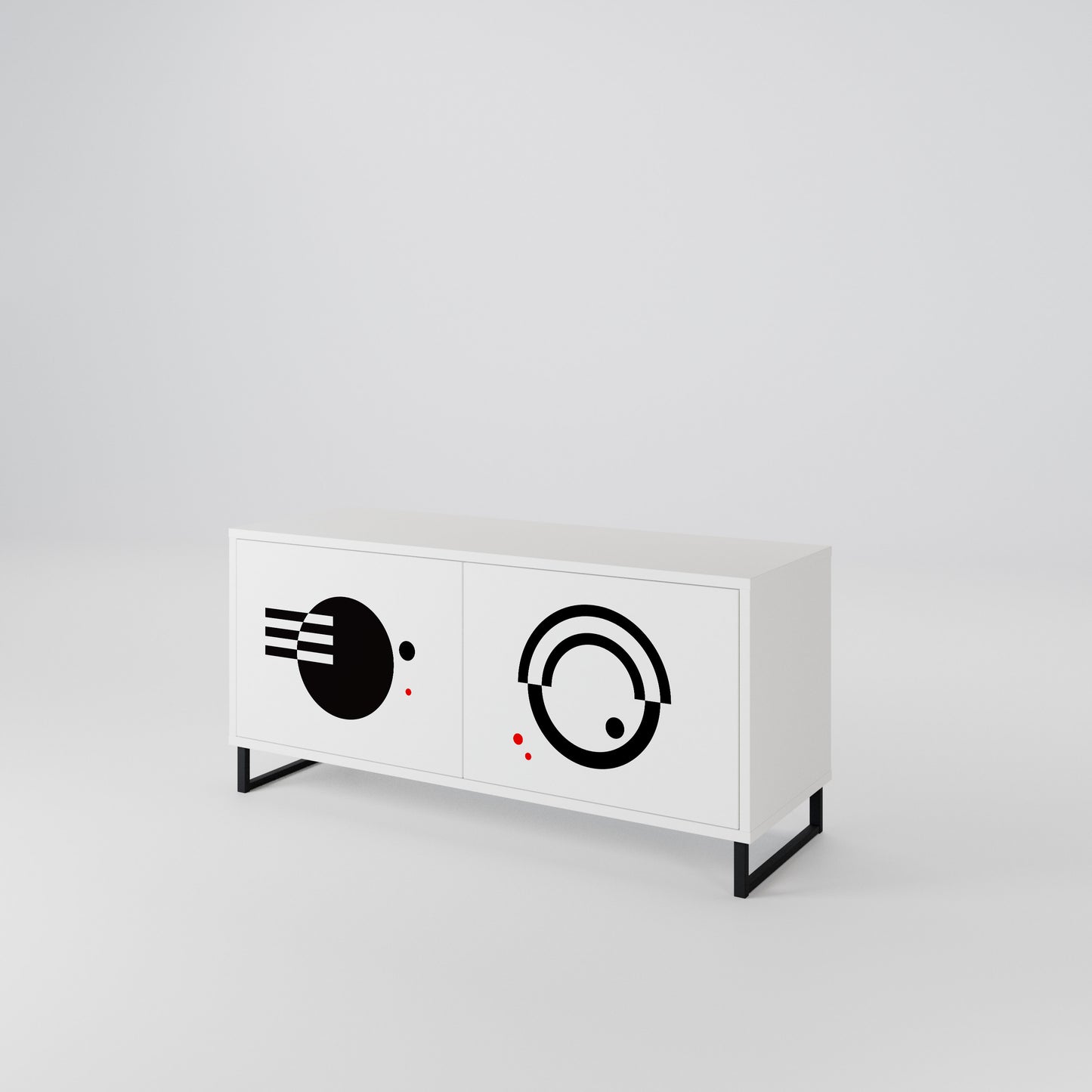 BLACK AND WHITE COMBINATION Kompaktní dvoudveřový TV stolek