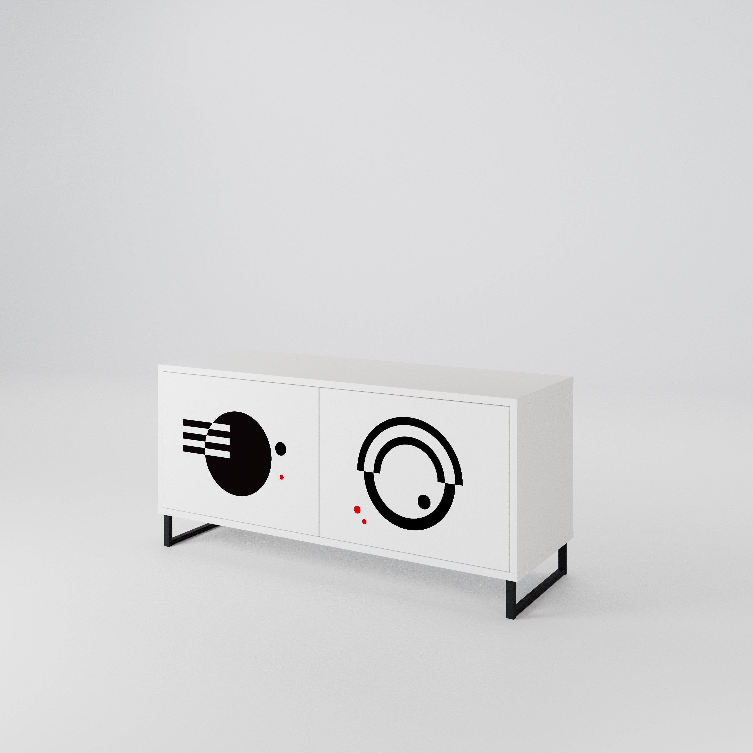 BLACK AND WHITE COMBINATION Kompaktní dvoudveřový TV stolek