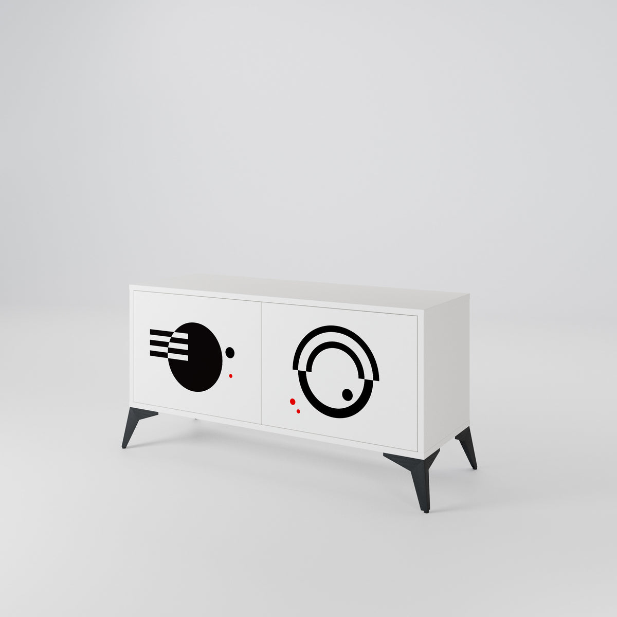 BLACK AND WHITE COMBINATION Kompaktní dvoudveřový TV stolek