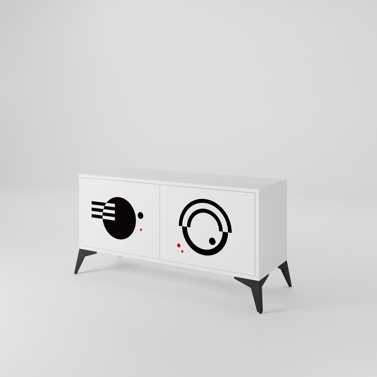 BLACK AND WHITE COMBINATION Kompaktní dvoudveřový TV stolek