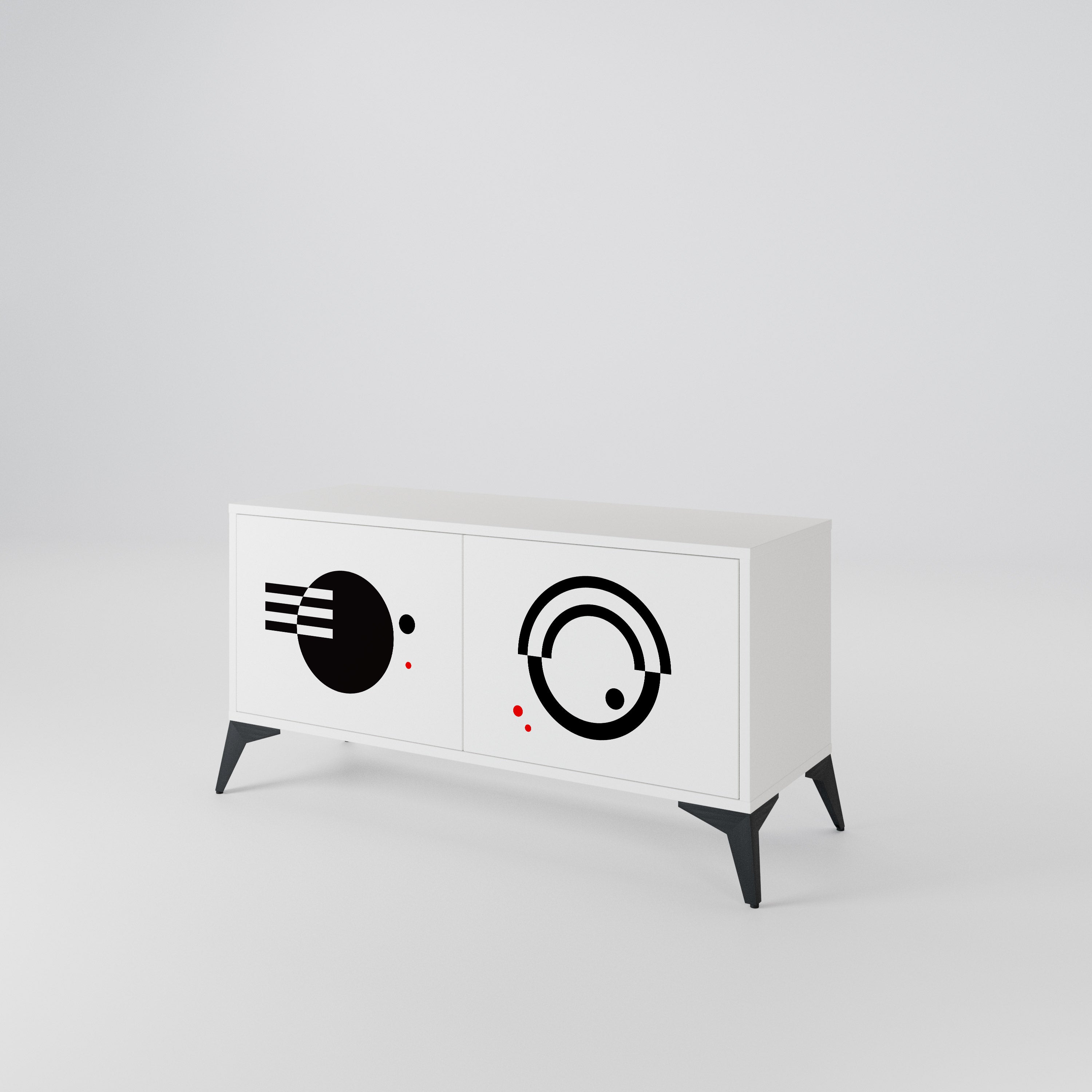 BLACK AND WHITE COMBINATION Kompaktní dvoudveřový TV stolek
