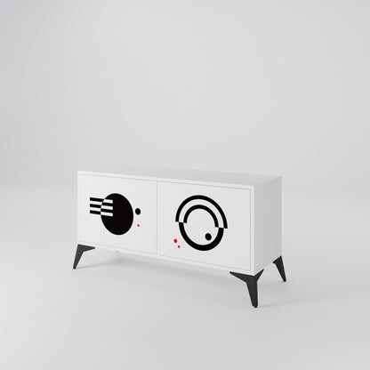BLACK AND WHITE COMBINATION Kompaktní dvoudveřový TV stolek