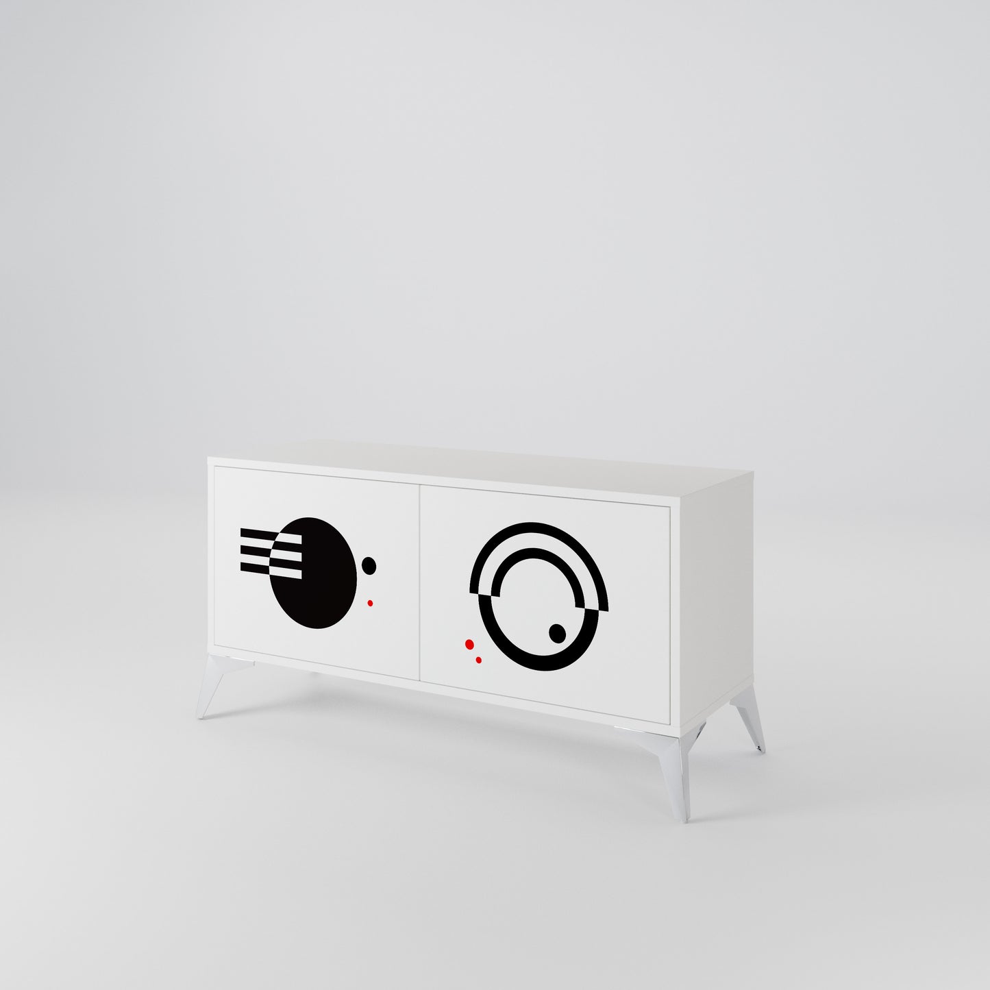 BLACK AND WHITE COMBINATION Kompaktní dvoudveřový TV stolek
