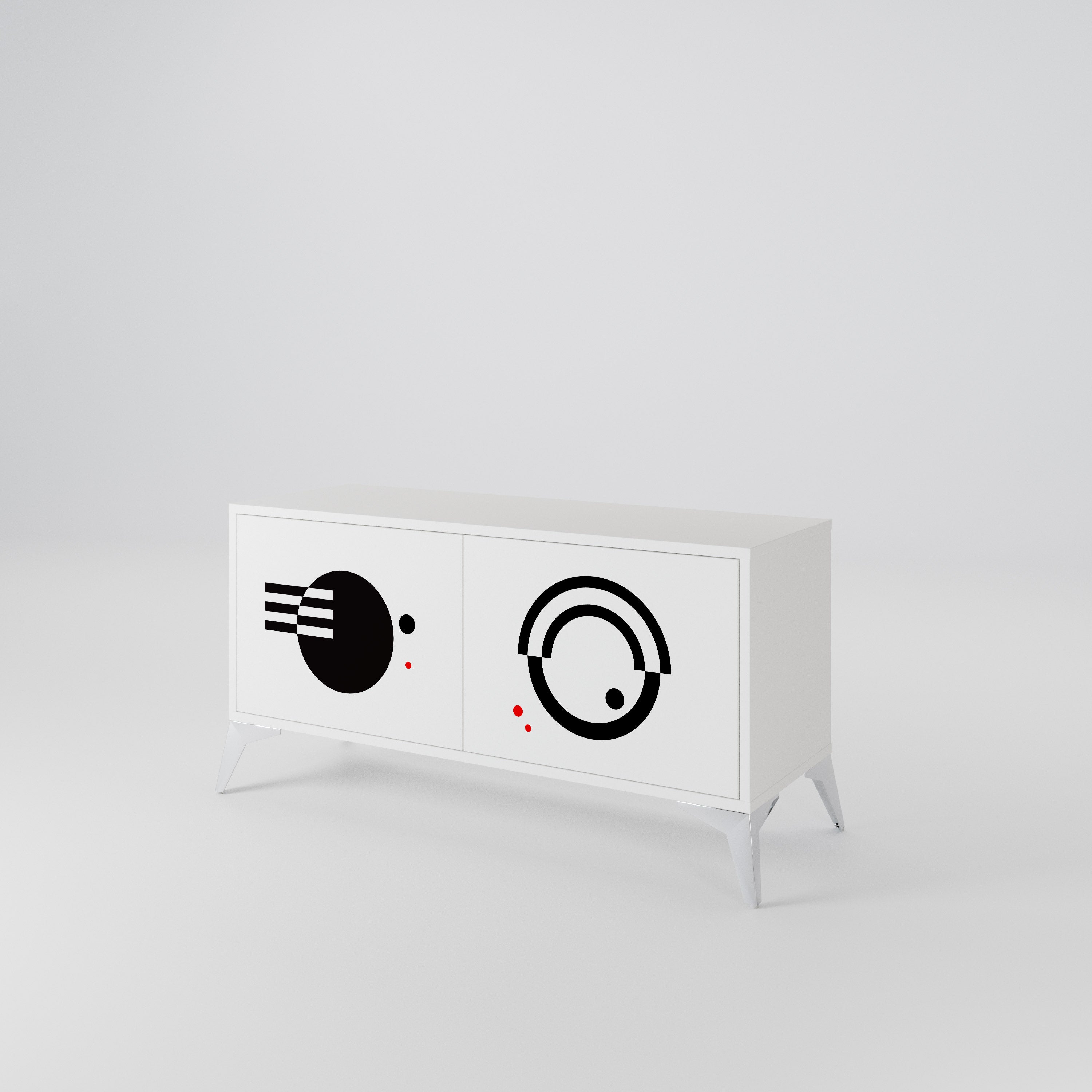 BLACK AND WHITE COMBINATION Kompaktní dvoudveřový TV stolek