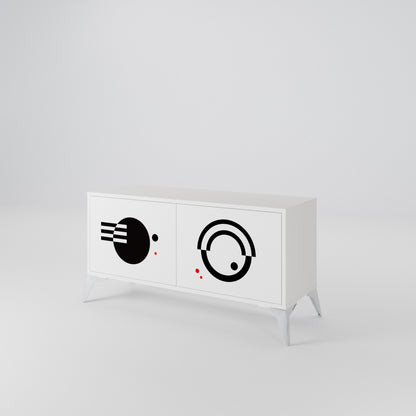BLACK AND WHITE COMBINATION Kompaktní dvoudveřový TV stolek