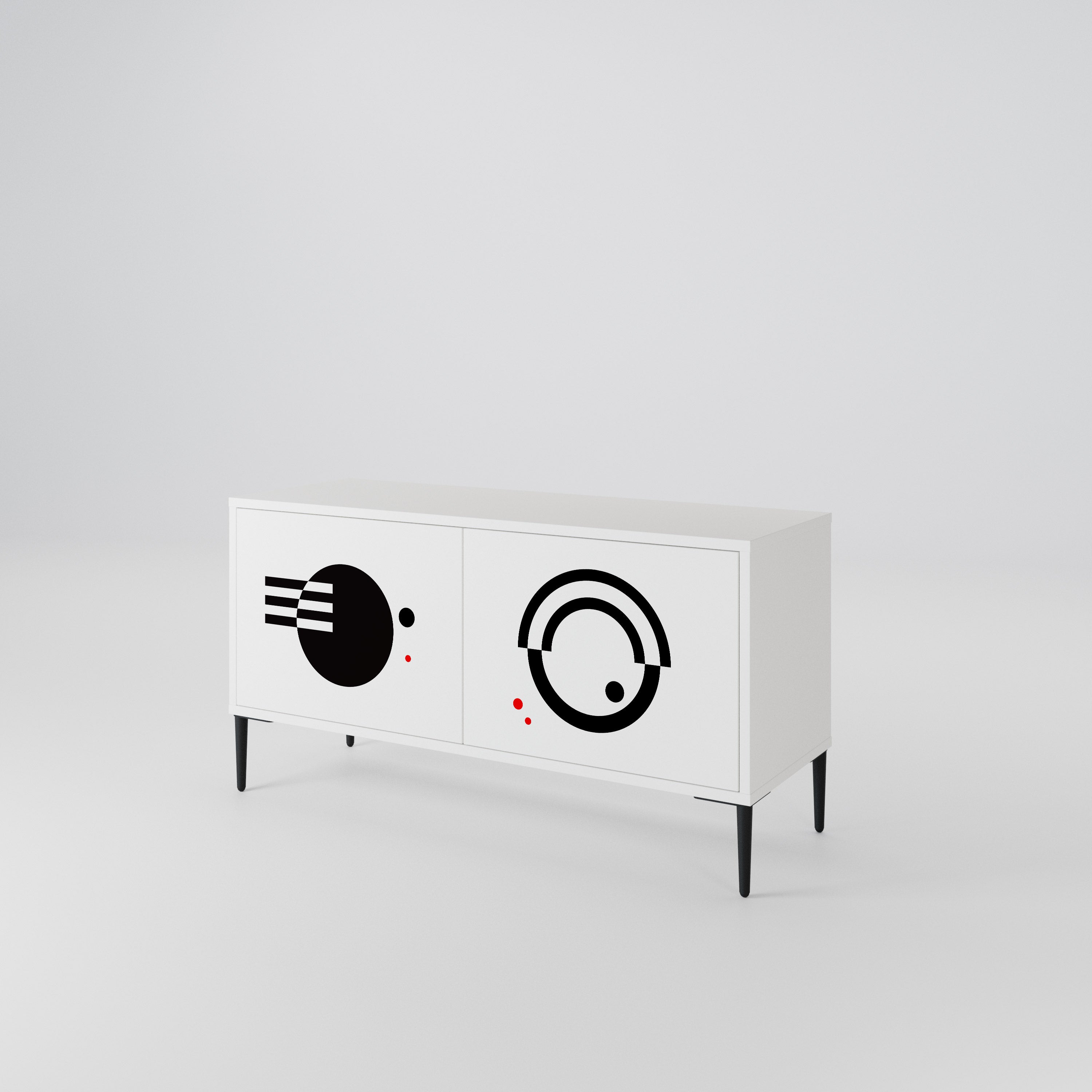 BLACK AND WHITE COMBINATION Kompaktní dvoudveřový TV stolek