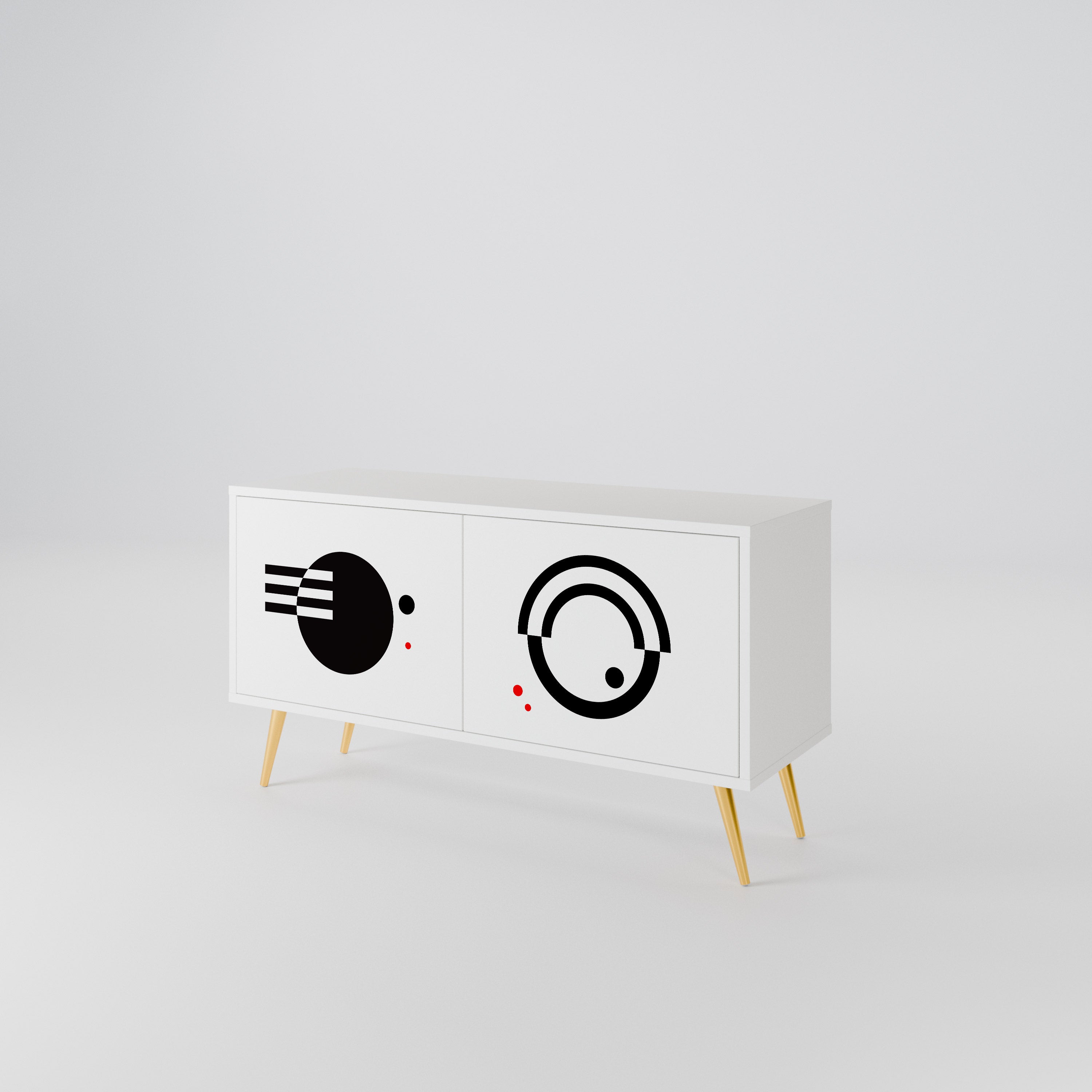 BLACK AND WHITE COMBINATION Kompaktní dvoudveřový TV stolek