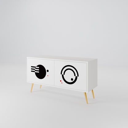 BLACK AND WHITE COMBINATION Kompaktní dvoudveřový TV stolek