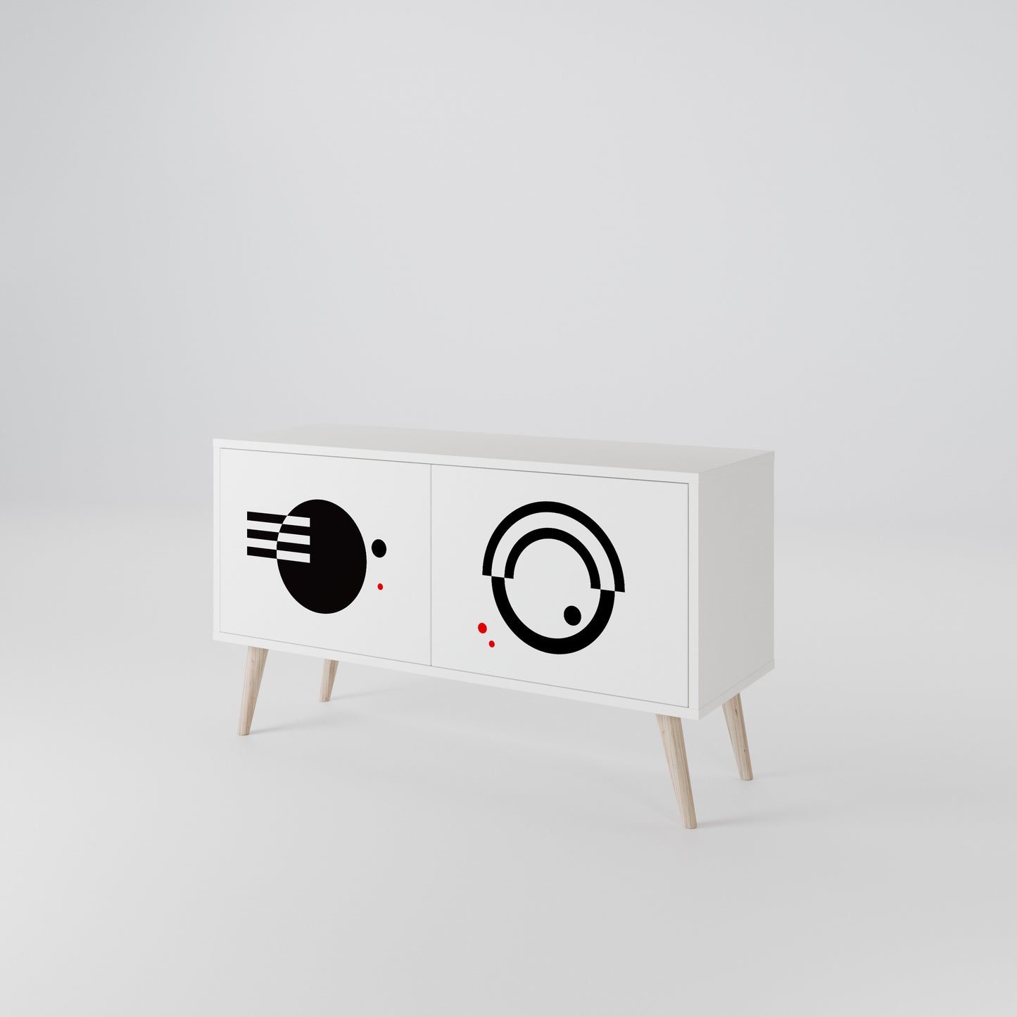 BLACK AND WHITE COMBINATION Kompaktní dvoudveřový TV stolek