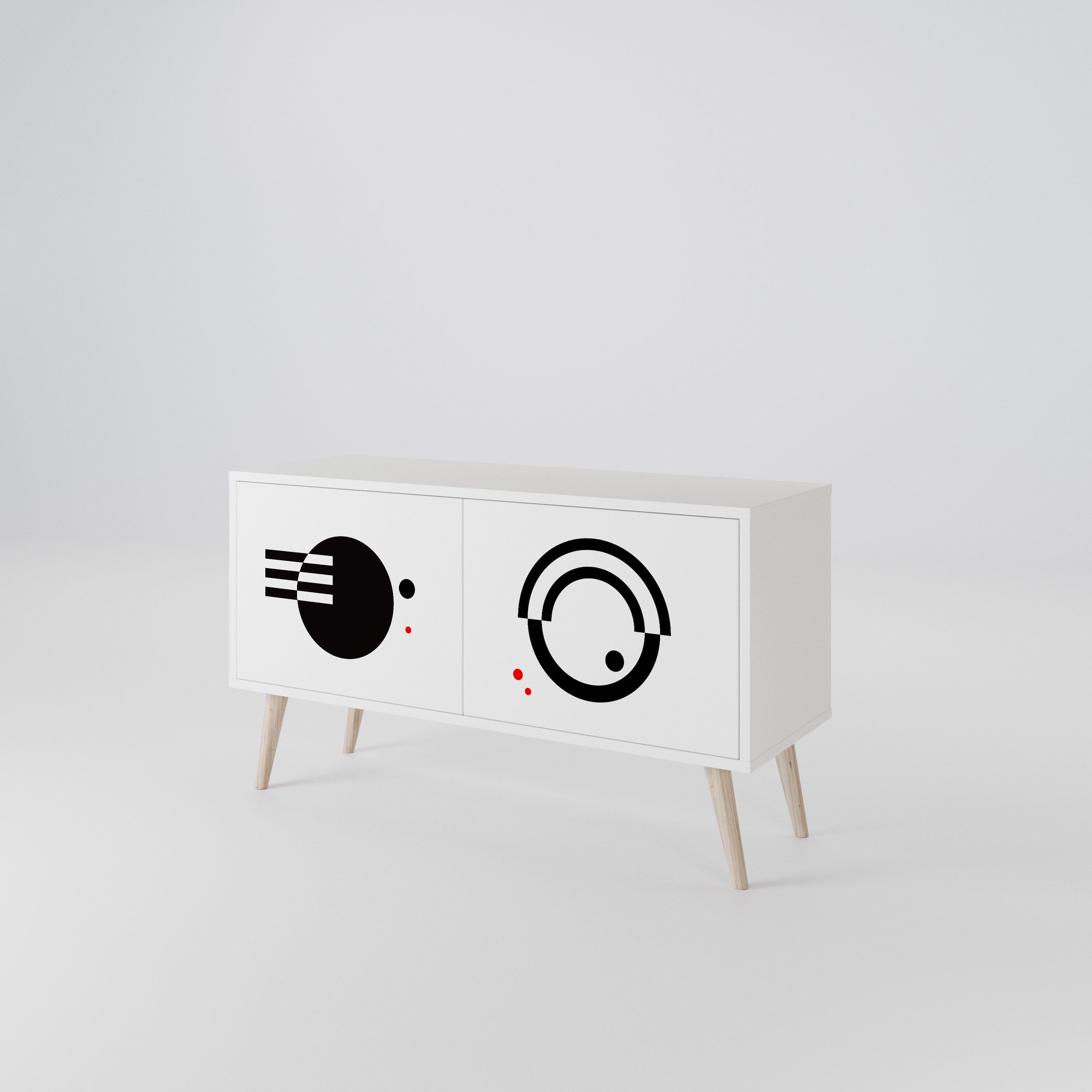 BLACK AND WHITE COMBINATION Kompaktní dvoudveřový TV stolek