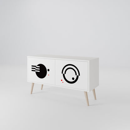 BLACK AND WHITE COMBINATION Kompaktní dvoudveřový TV stolek