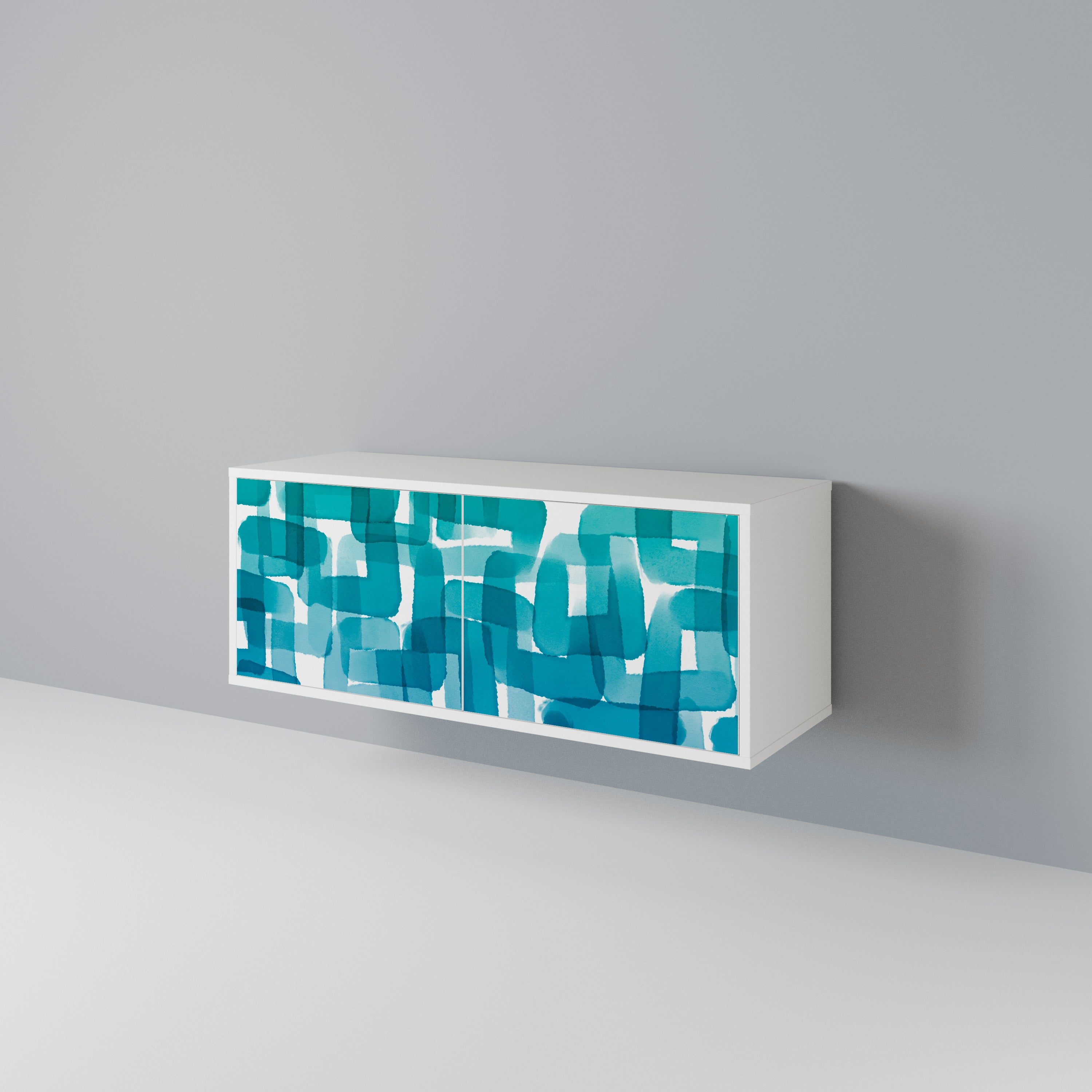 TURQUOISE RECTANGLES Kompaktní dvoudveřový TV stolek