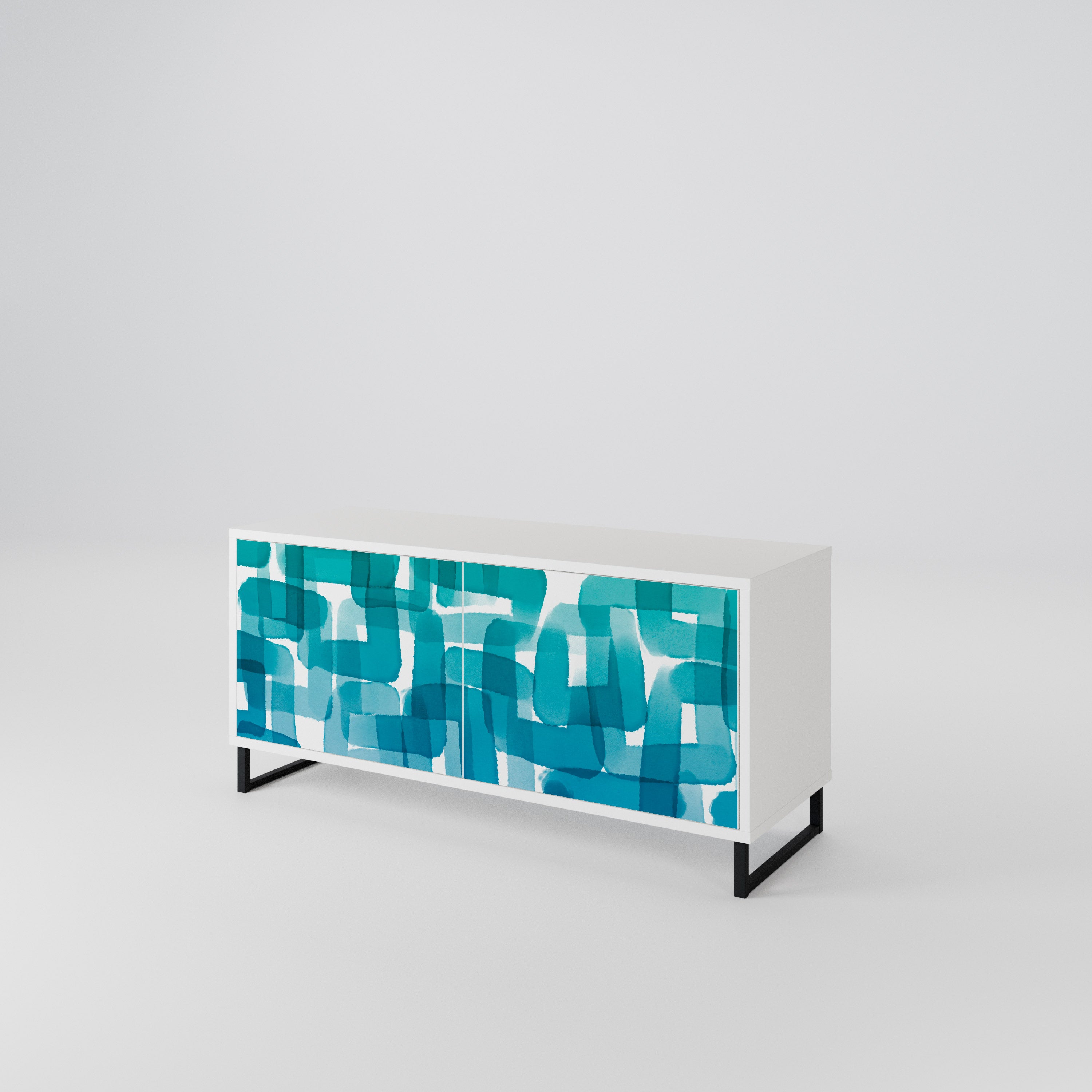 TURQUOISE RECTANGLES Kompaktní dvoudveřový TV stolek