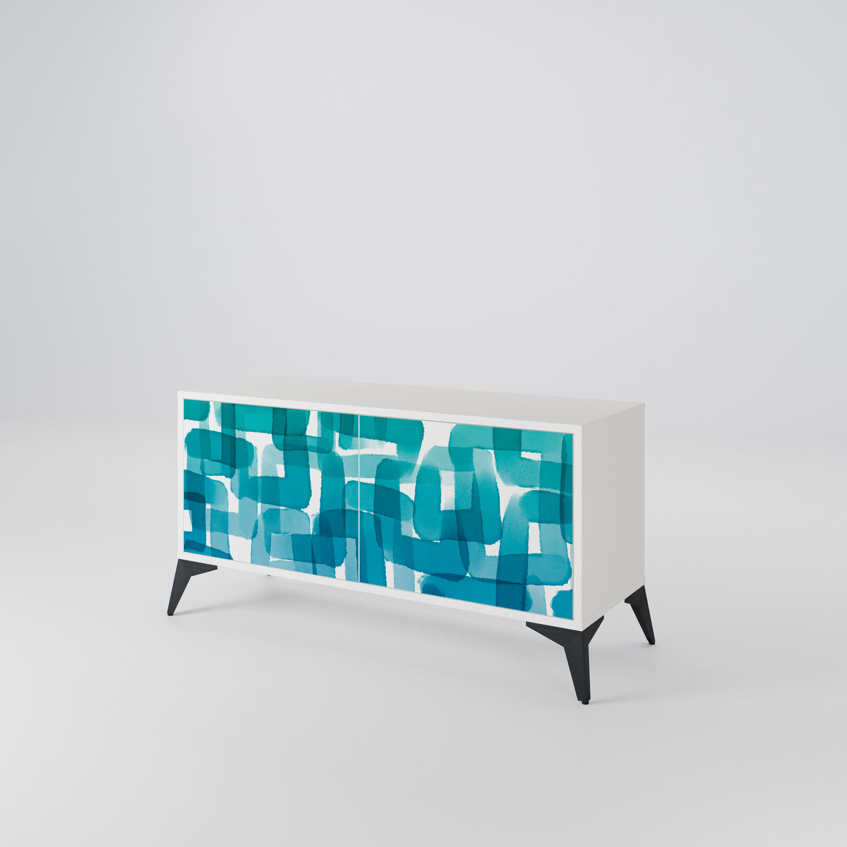 TURQUOISE RECTANGLES Kompaktní dvoudveřový TV stolek