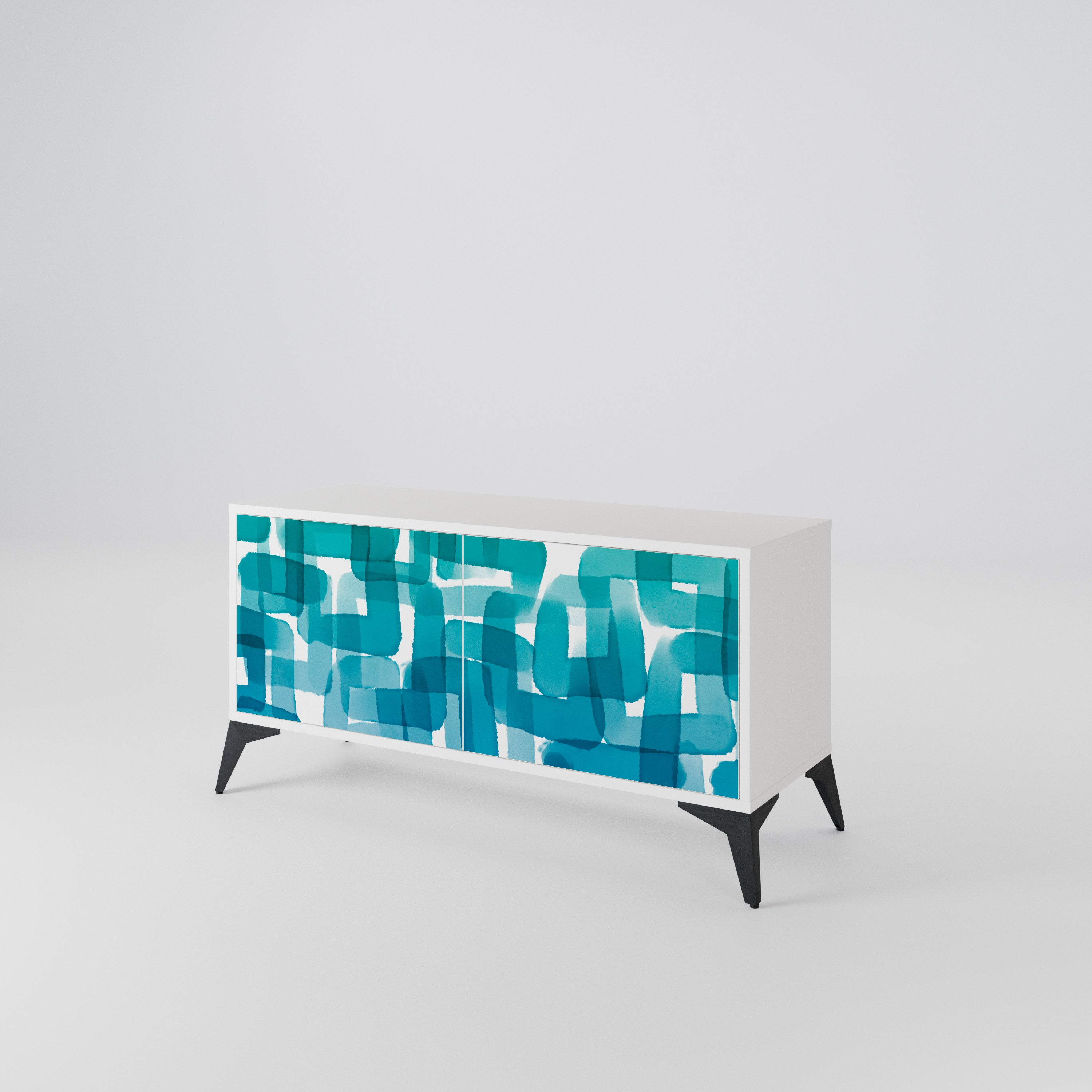 TURQUOISE RECTANGLES Kompaktní dvoudveřový TV stolek