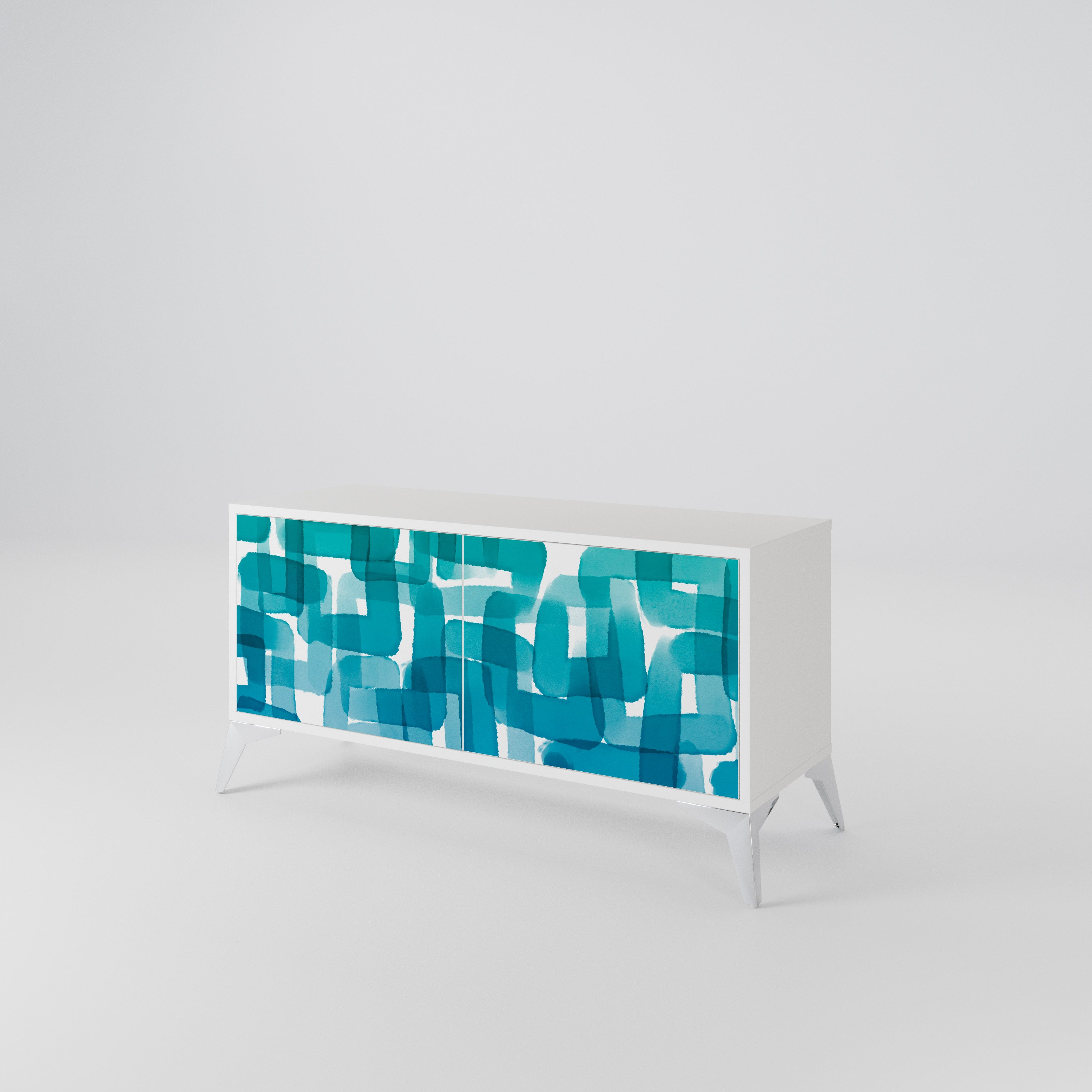 TURQUOISE RECTANGLES Kompaktní dvoudveřový TV stolek