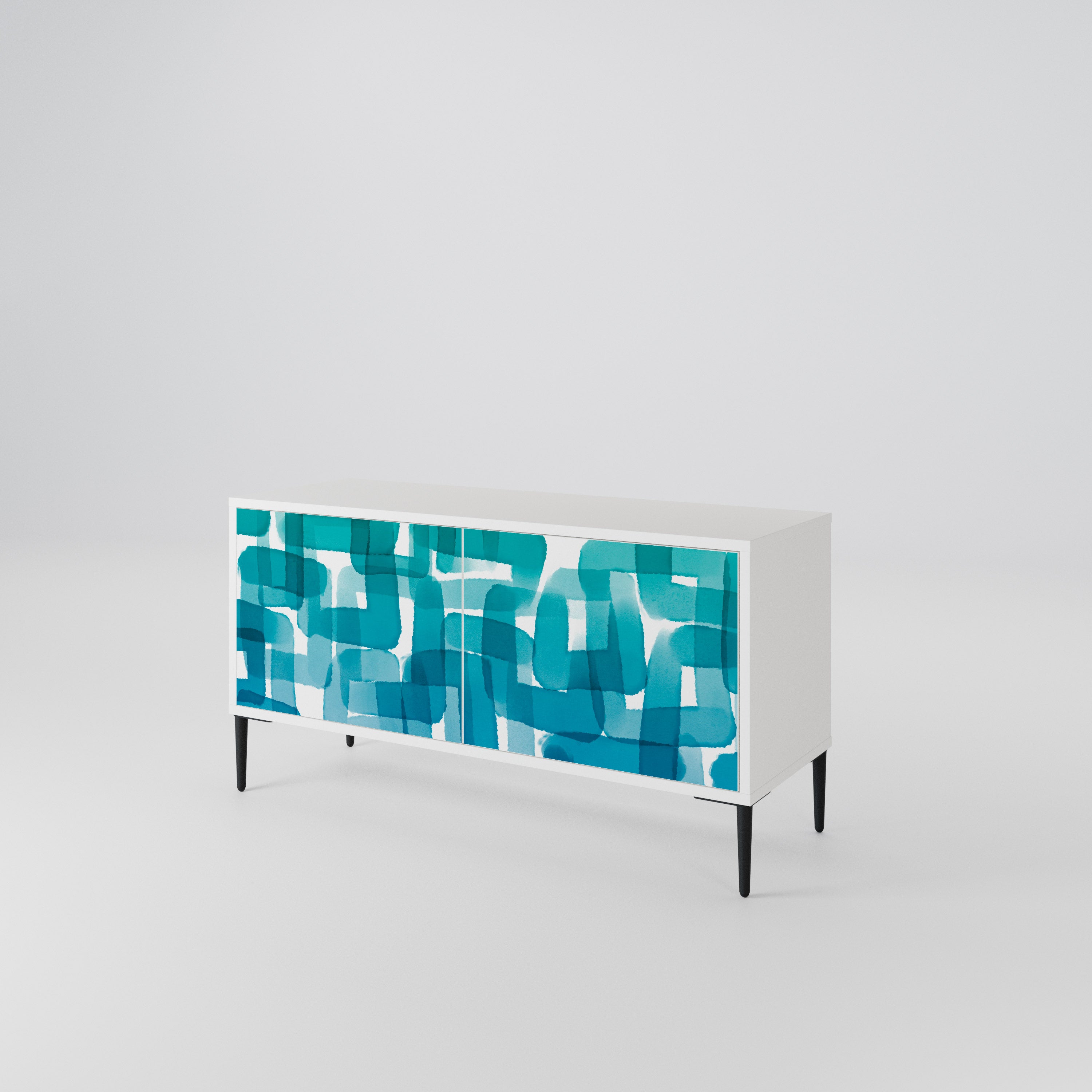 TURQUOISE RECTANGLES Kompaktní dvoudveřový TV stolek