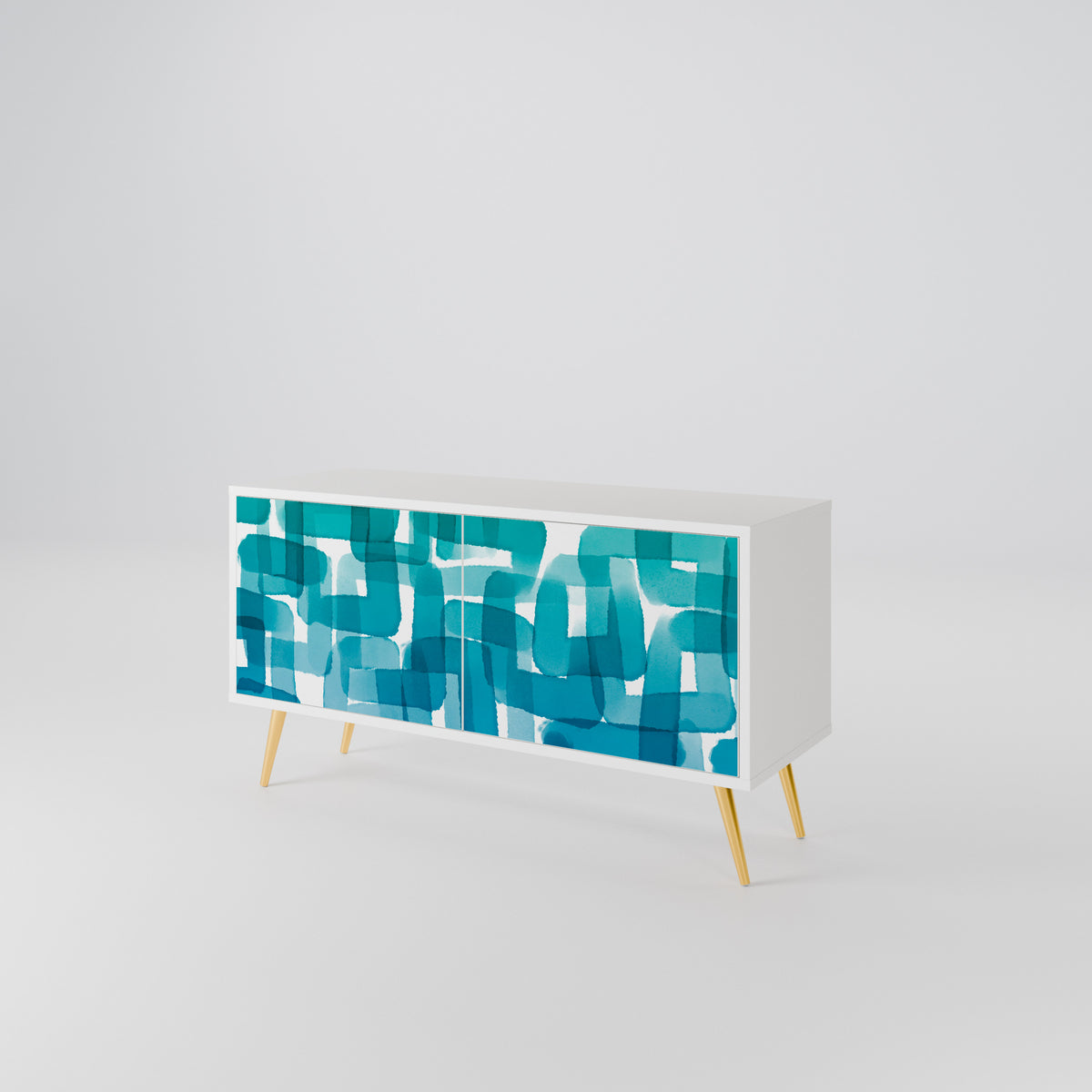 TURQUOISE RECTANGLES Kompaktní dvoudveřový TV stolek