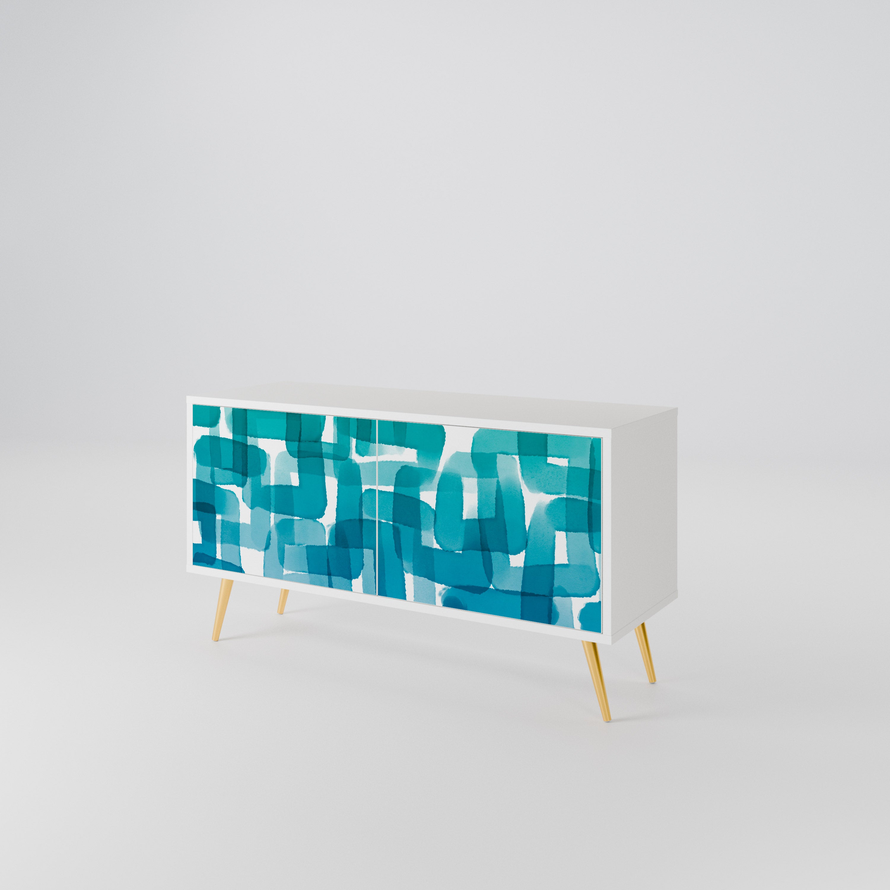 TURQUOISE RECTANGLES Kompaktní dvoudveřový TV stolek