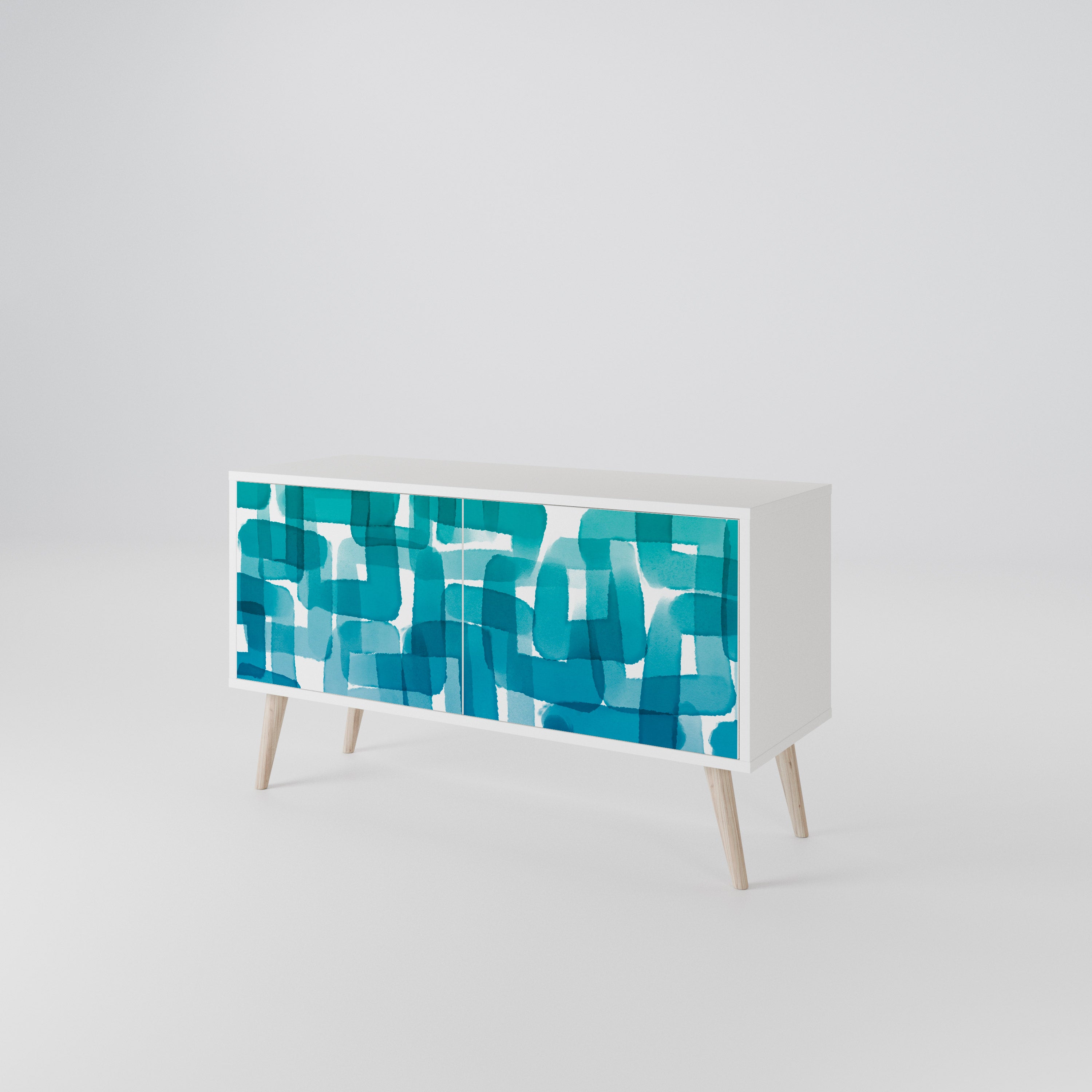TURQUOISE RECTANGLES Kompaktní dvoudveřový TV stolek