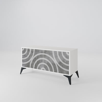 CIRCLE CONCRETE Kompaktní dvoudveřový TV stolek