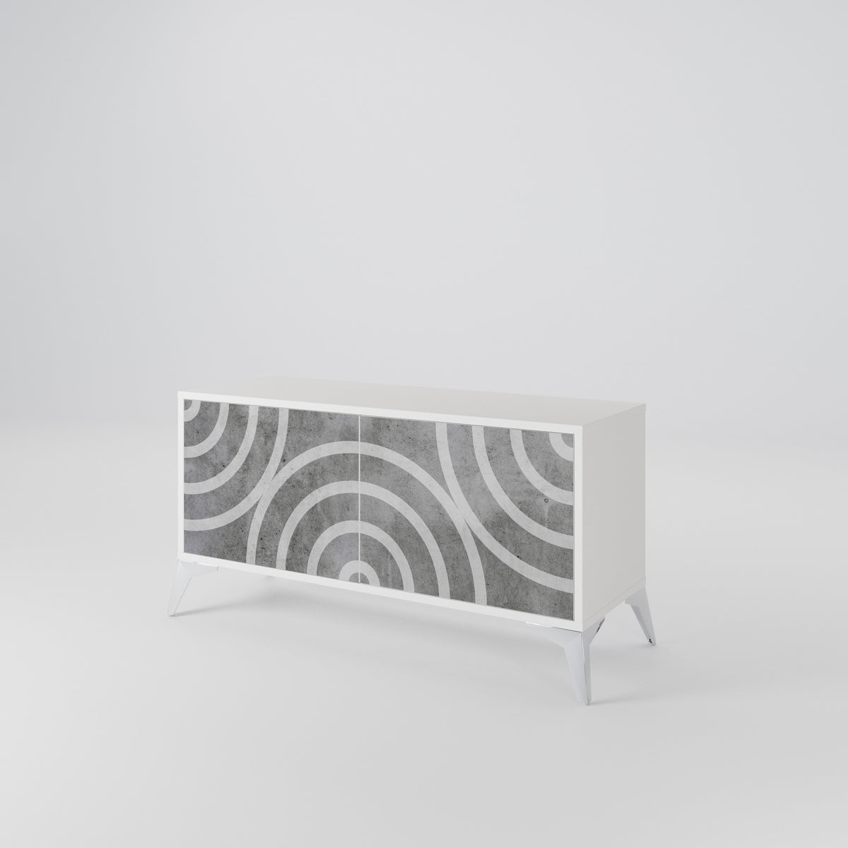 CIRCLE CONCRETE Kompaktní dvoudveřový TV stolek
