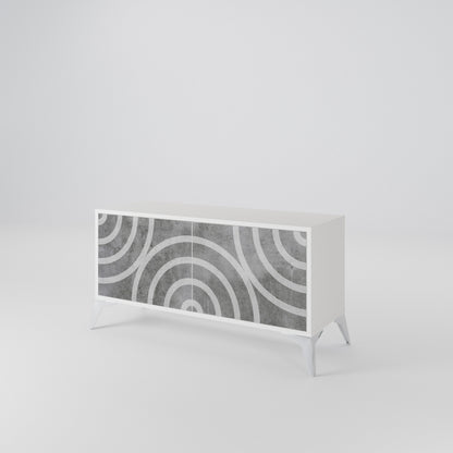 CIRCLE CONCRETE Kompaktní dvoudveřový TV stolek