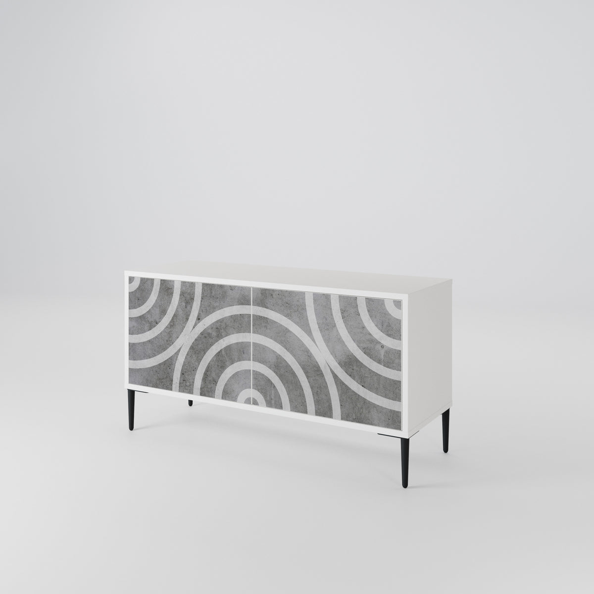 CIRCLE CONCRETE Kompaktní dvoudveřový TV stolek