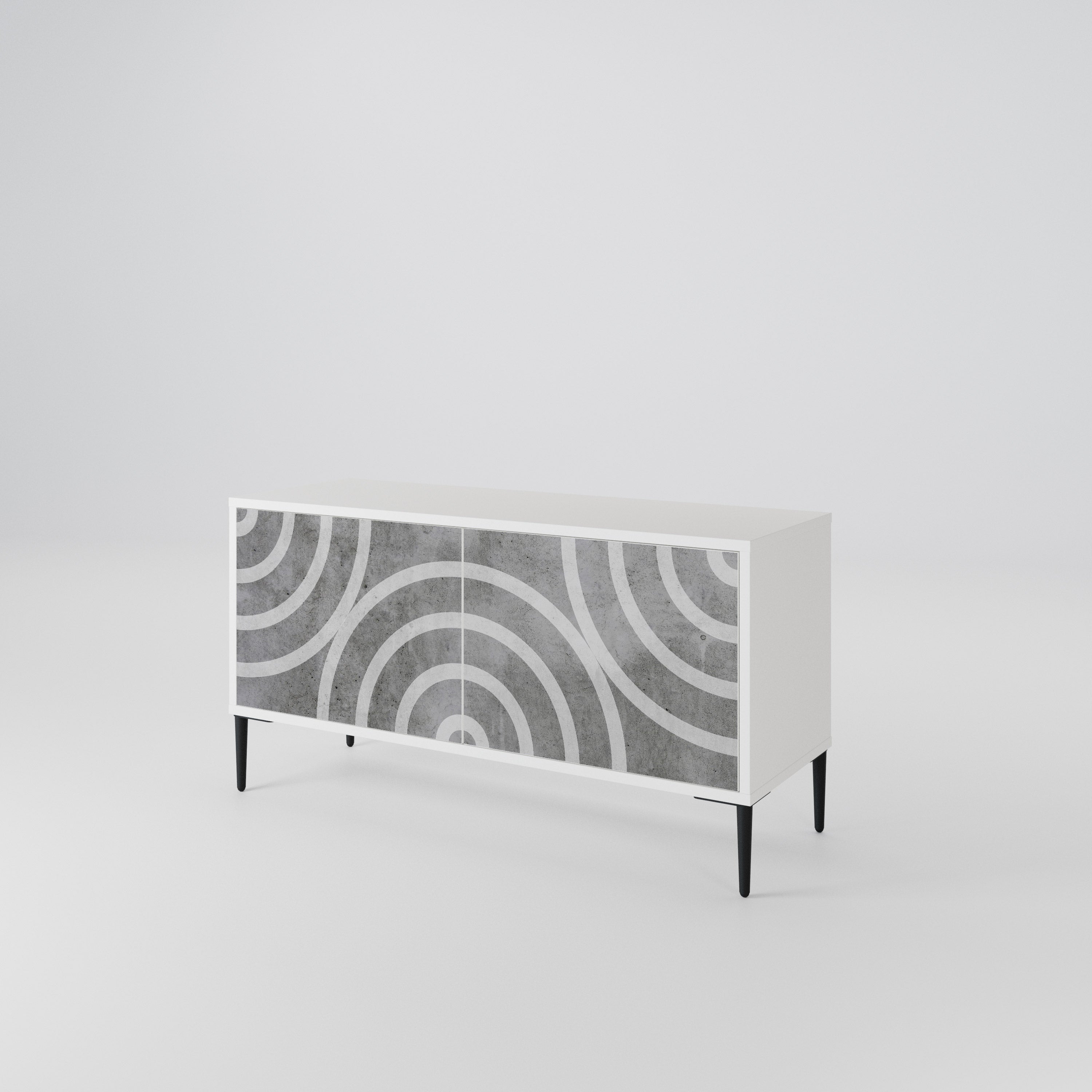 CIRCLE CONCRETE Kompaktní dvoudveřový TV stolek