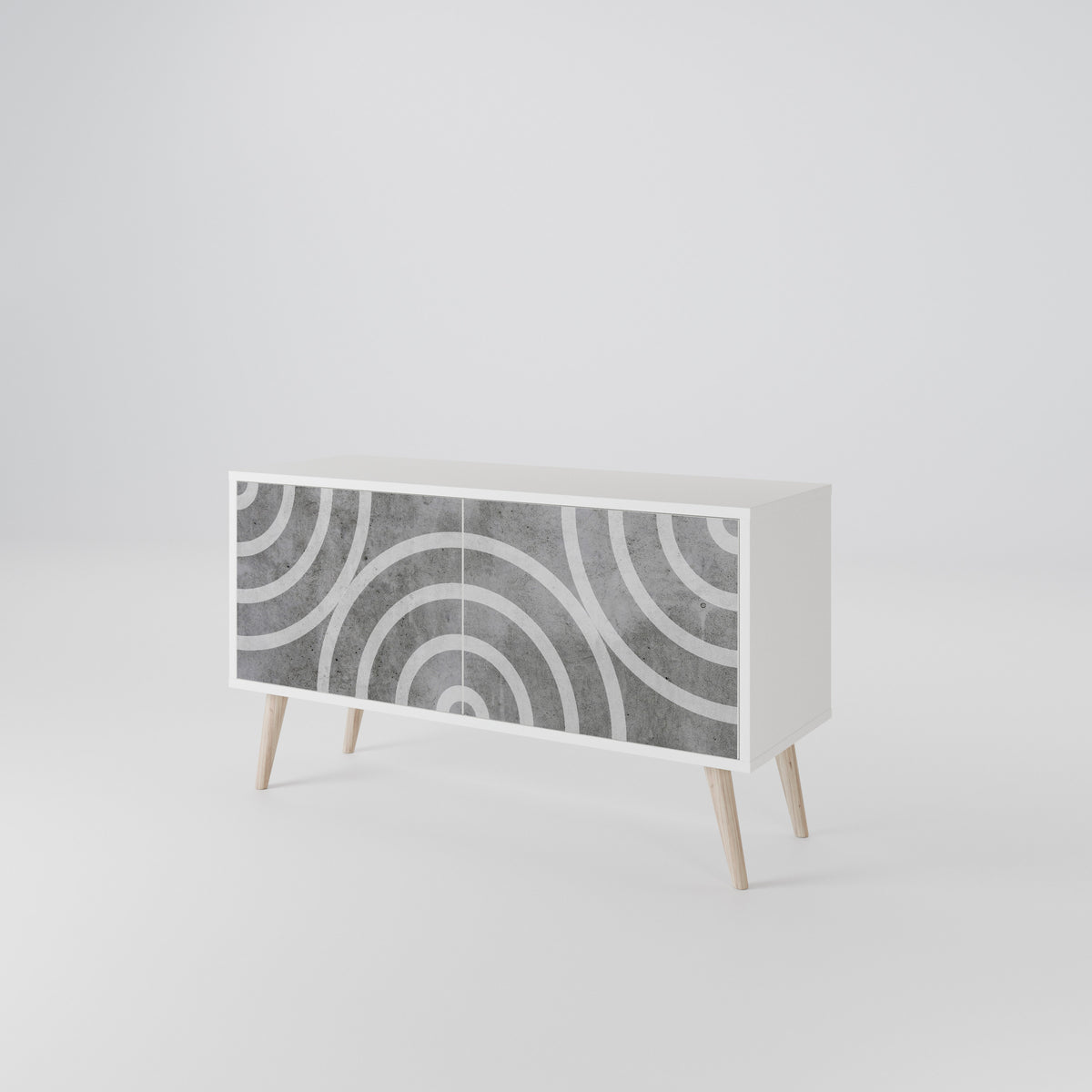 CIRCLE CONCRETE Kompaktní dvoudveřový TV stolek