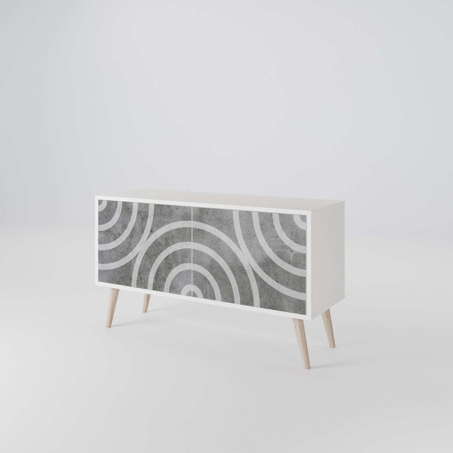 CIRCLE CONCRETE Kompaktní dvoudveřový TV stolek